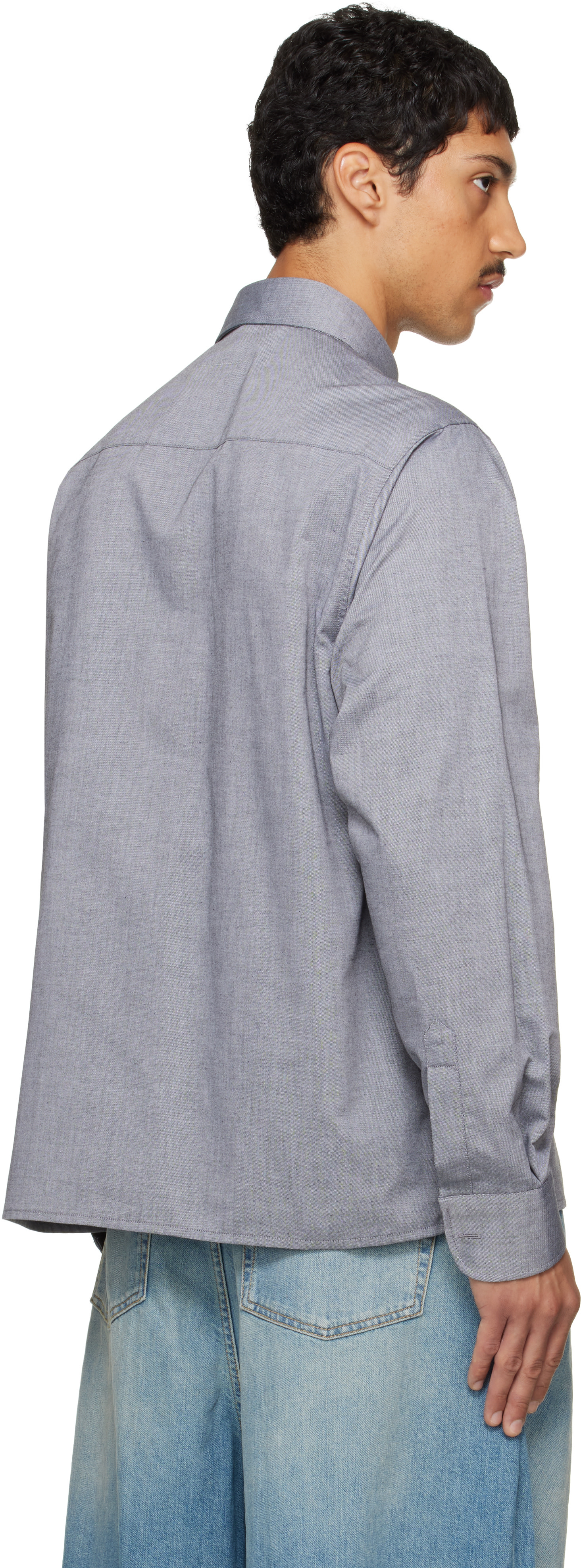 【margiela】グレー 長袖シャツ MM6 Maison Margiela: Gray Long-Sleeved Shirt | SSENSE
