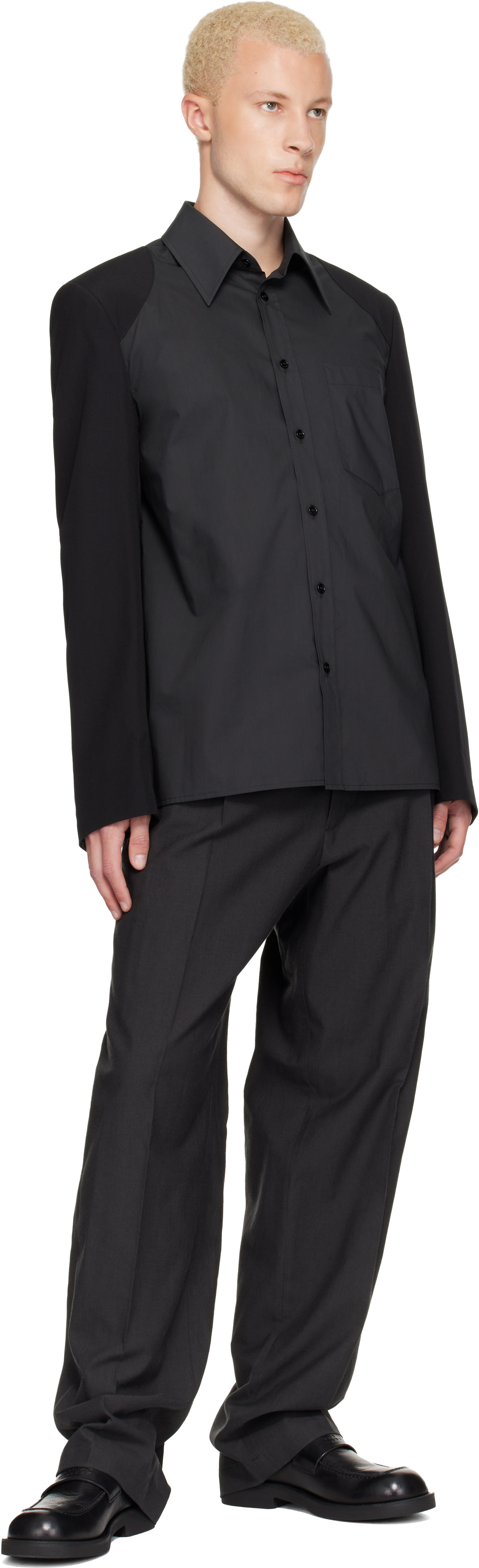 margiela dress shirt Black Long-Sleeved Shirt