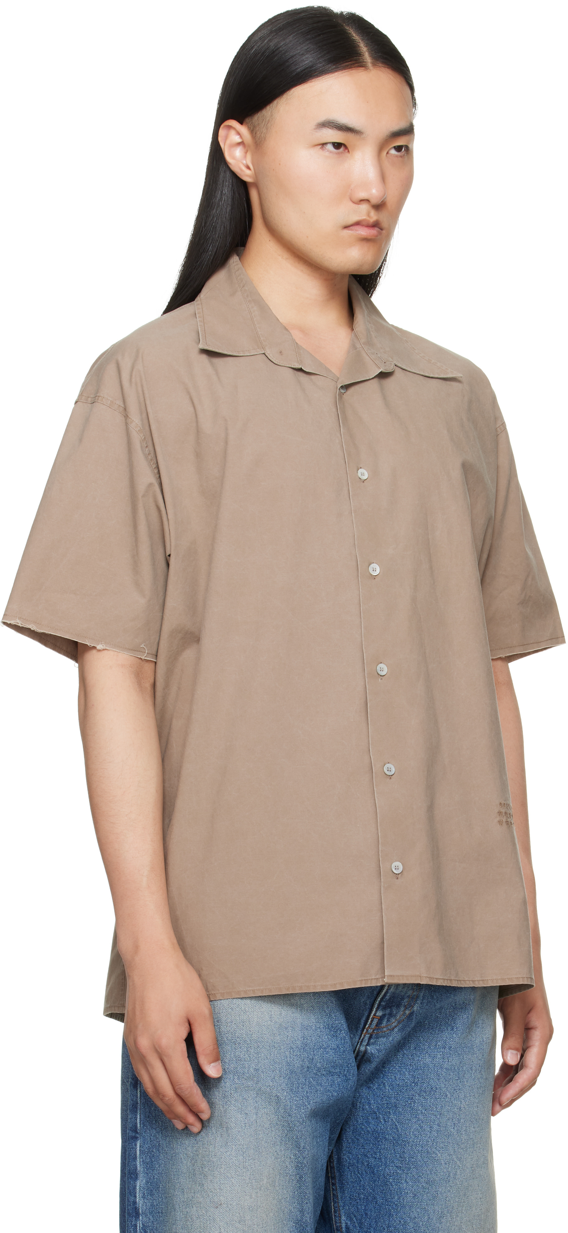 MM6 シャツ　リボン付き半袖シャツ MM6 Maison Margiela: トープ 半袖シャツ | SSENSE 日本