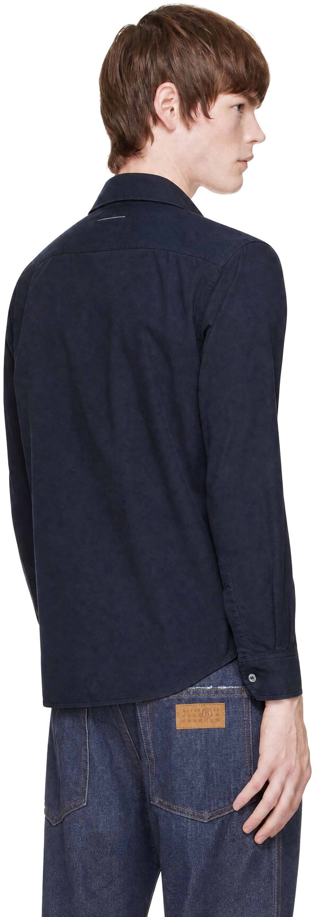 MM6 Maison Margiela: ネイビー コットン オーバーシャツ | SSENSE 日本