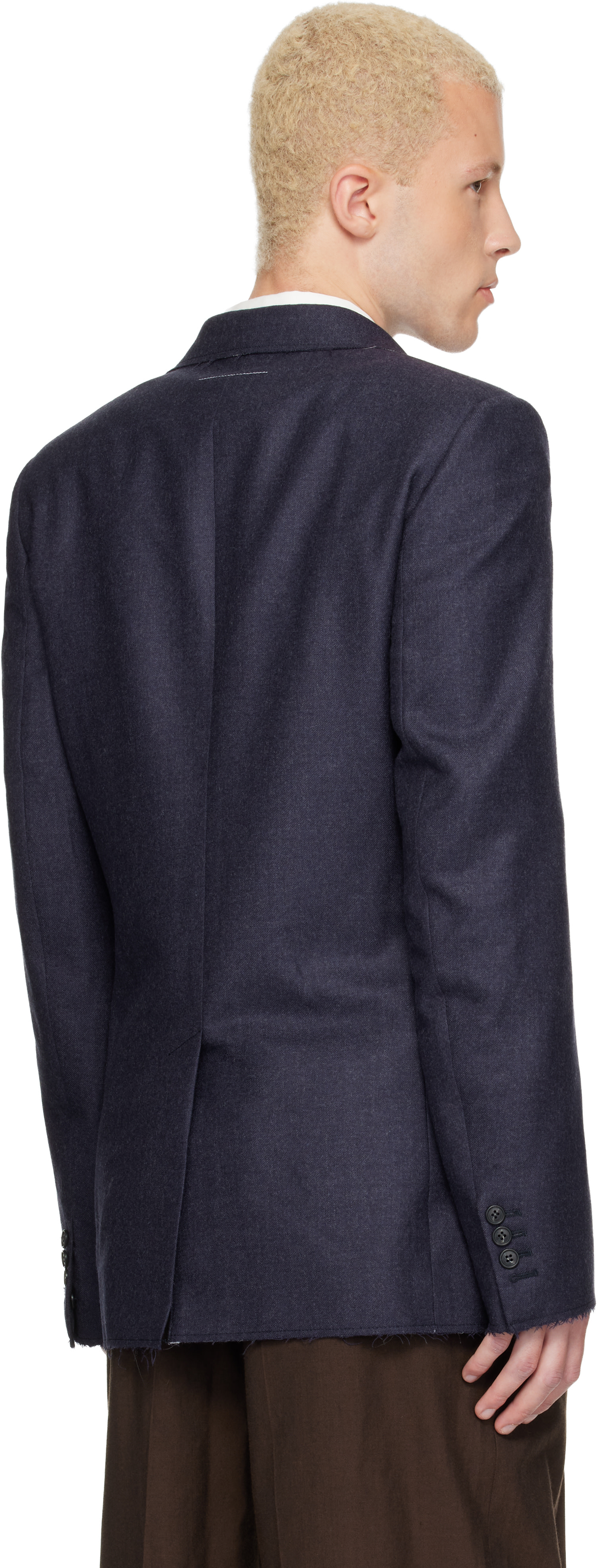 MM6 Maison Margiela - Navy Raw Edges Wool Twill Blazer