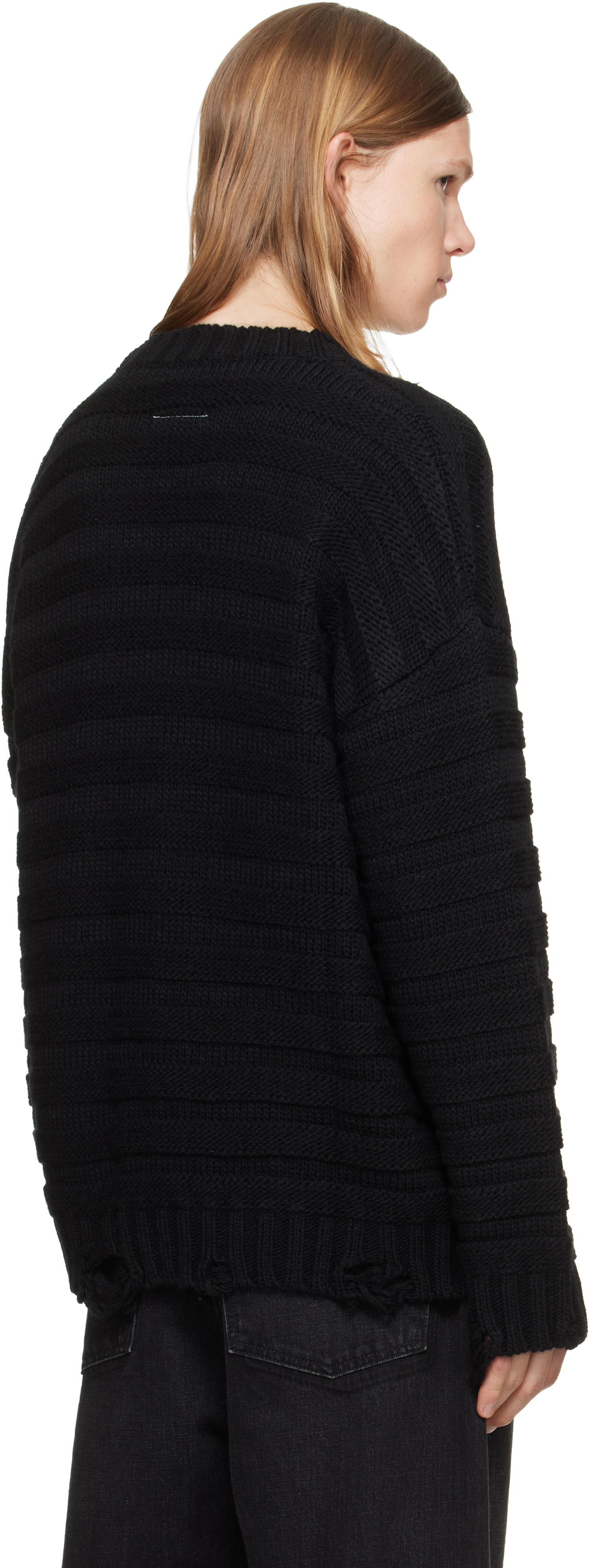 MM6 Maison Margiela: ブラック ウール カーディガン | SSENSE 日本