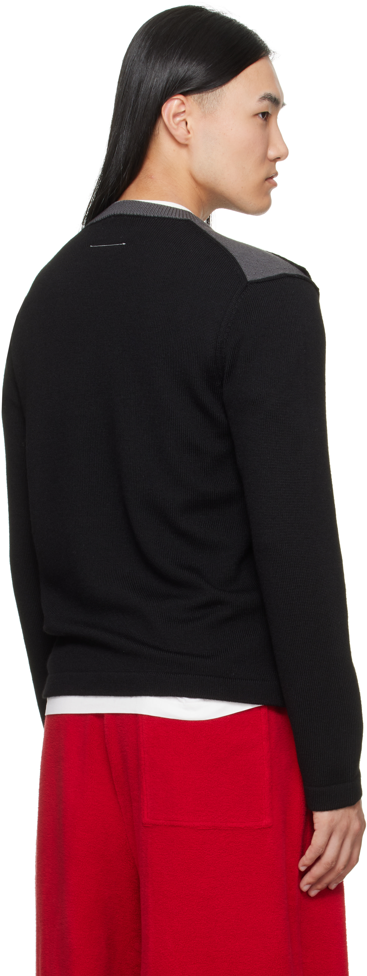 MM6 Maison Margiela - Pull noir à col ras du cou