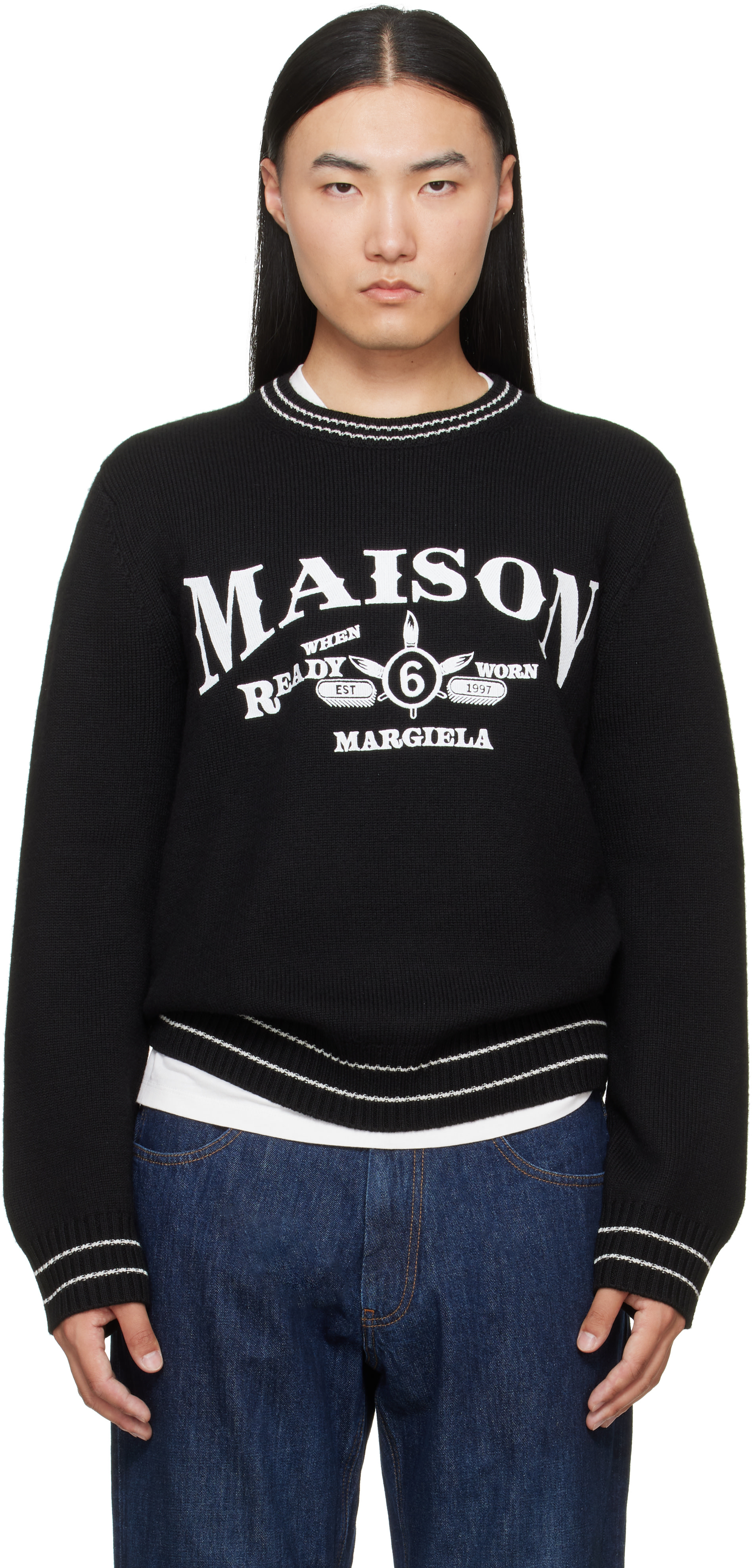 MM6 Maison Margiela - 블랙 울 혼방 스웨터