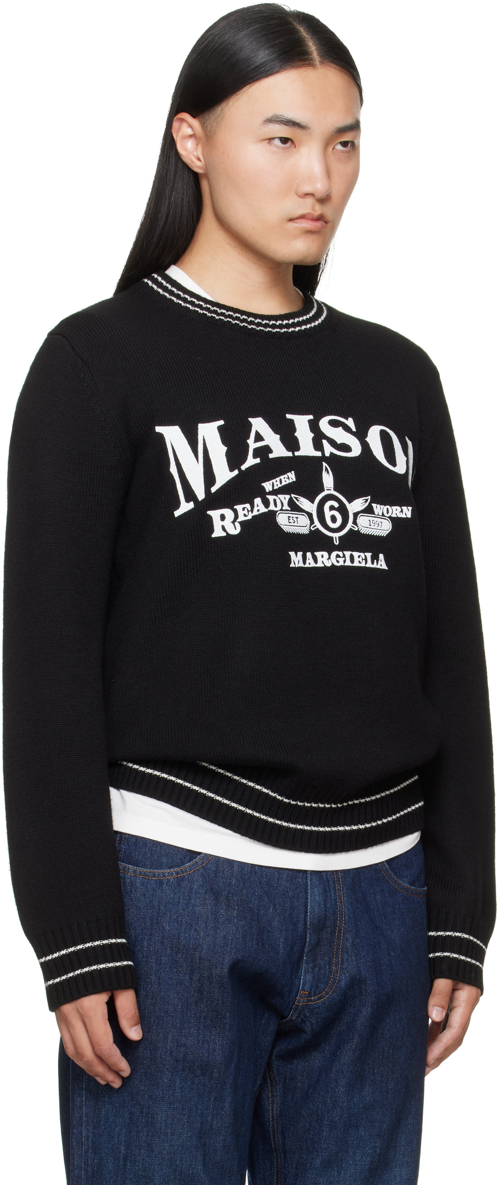 MM6 Maison Margiela - 블랙 울 혼방 스웨터