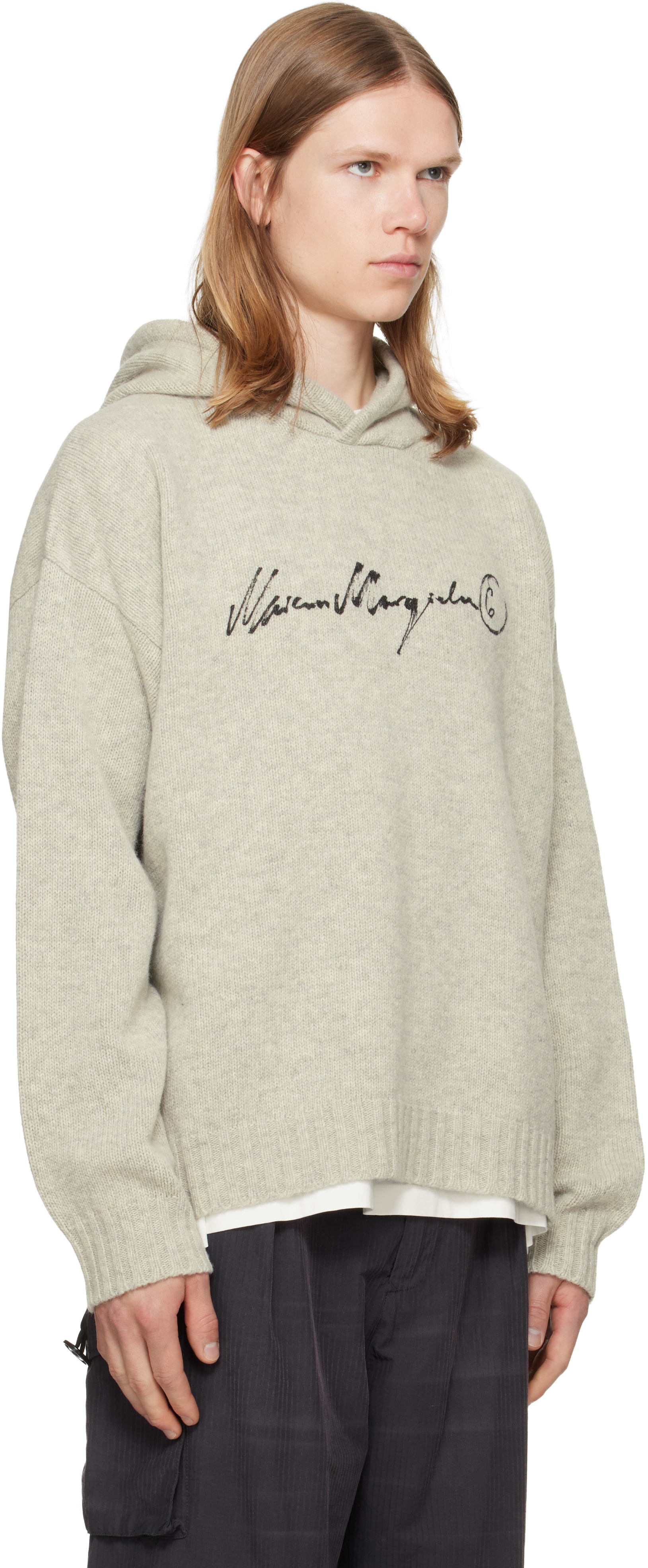 MM6 Maison Margiela - Gray Knit Hoodie