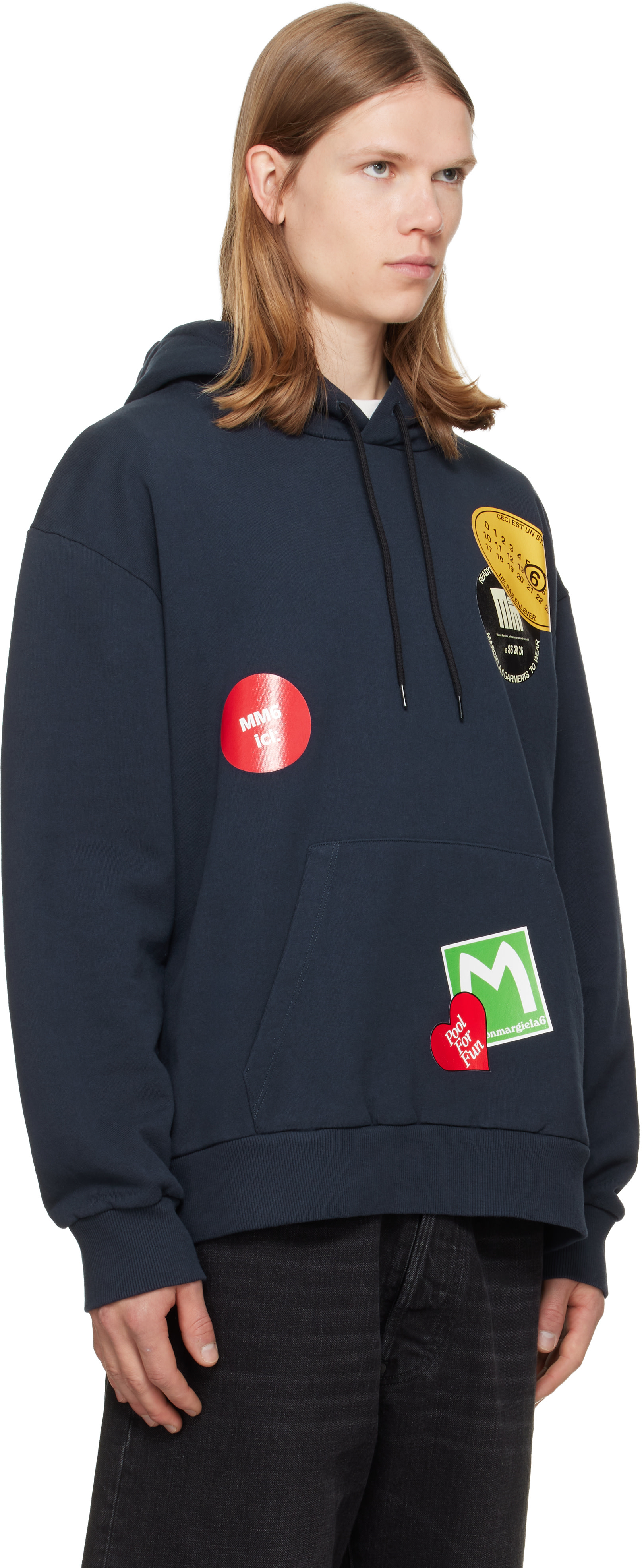 MM6 Maison Margiela: Navy Cotton Hoodie | SSENSE Canada