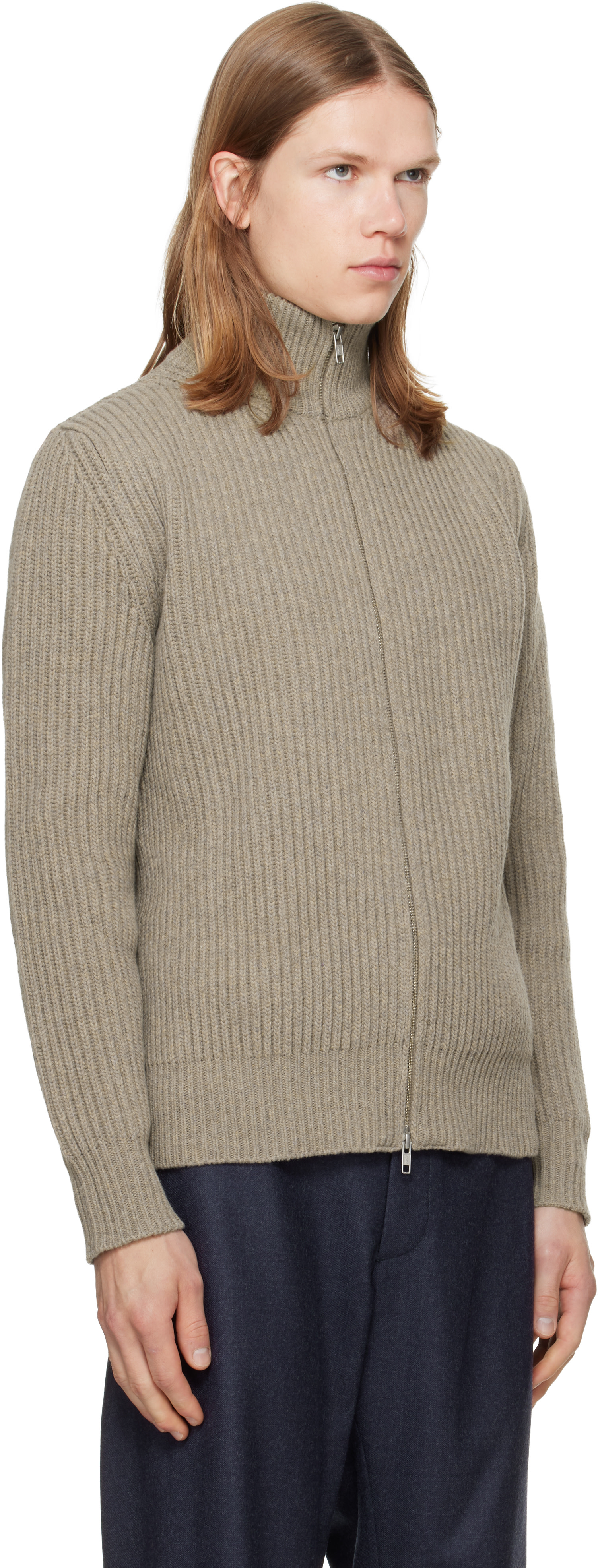 ゆ*ず様 Maison Margiela MM6 ニット セーター ベージュ MM6 Maison Margiela: ベージュ リブニット プルオーバー | SSENSE 日本