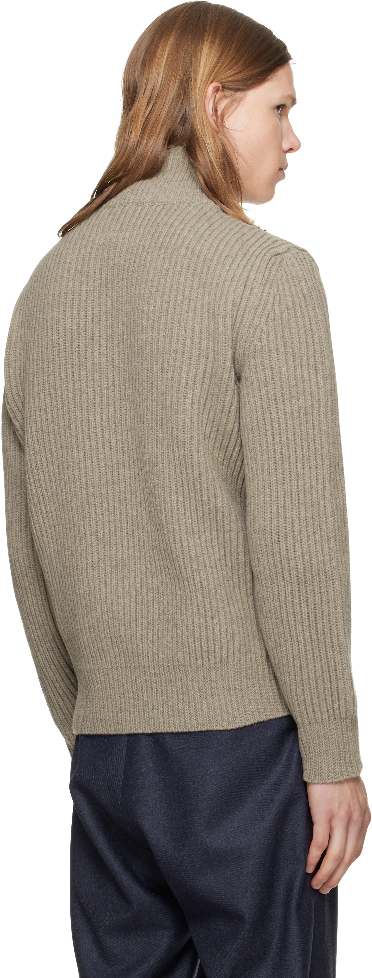 ゆ*ず様 Maison Margiela MM6 ニット セーター ベージュ MM6 Maison Margiela: ベージュ リブニット プルオーバー | SSENSE 日本