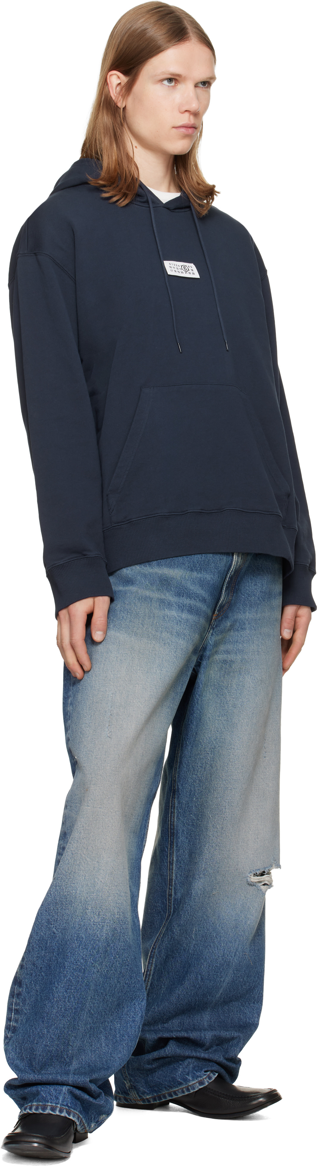 MM6 Maison Margiela - Navy Unbrushed Cotton Hoodie