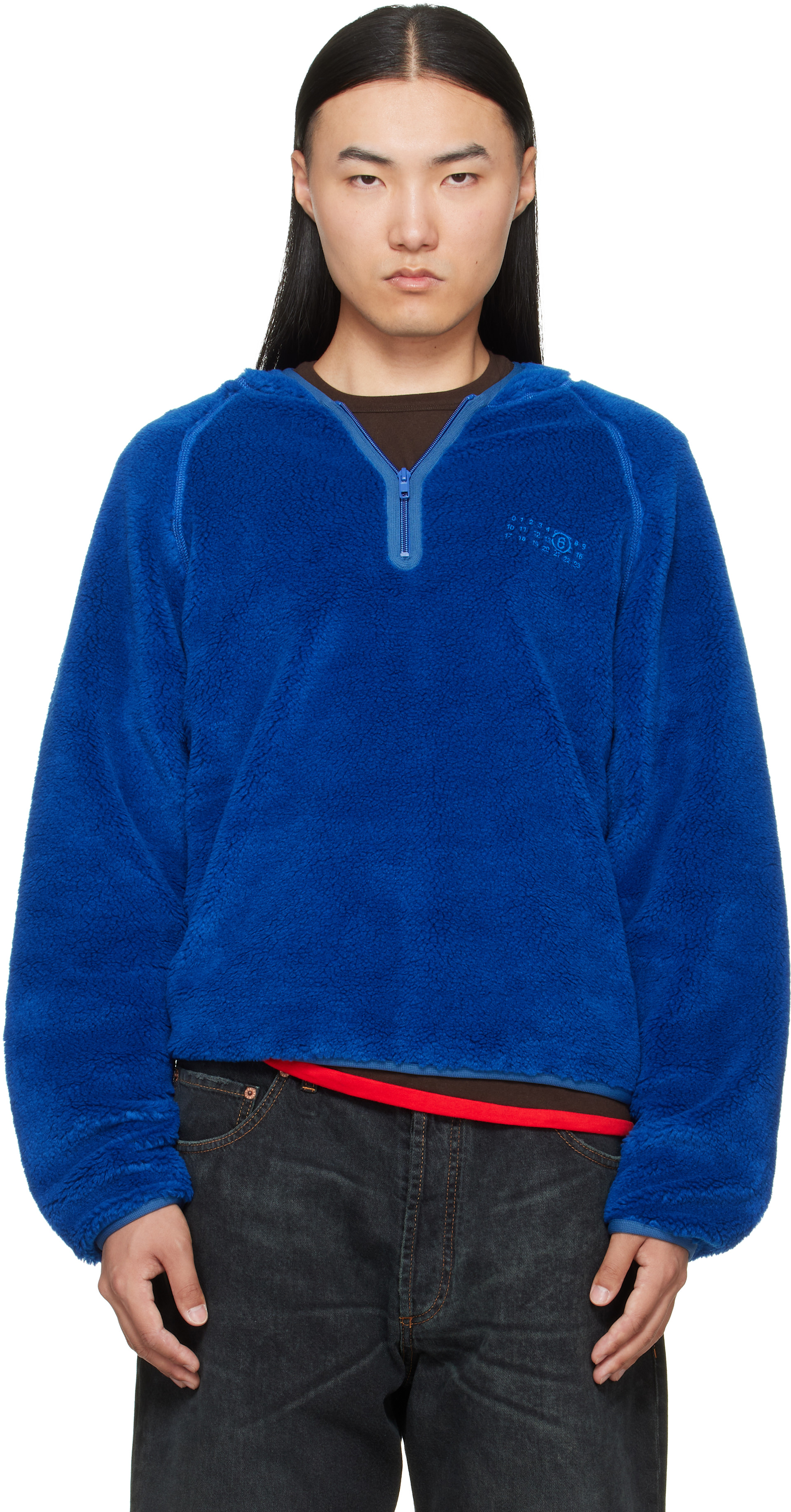 MM6 Maison Margiela - Pull molletonné bleu en molleton