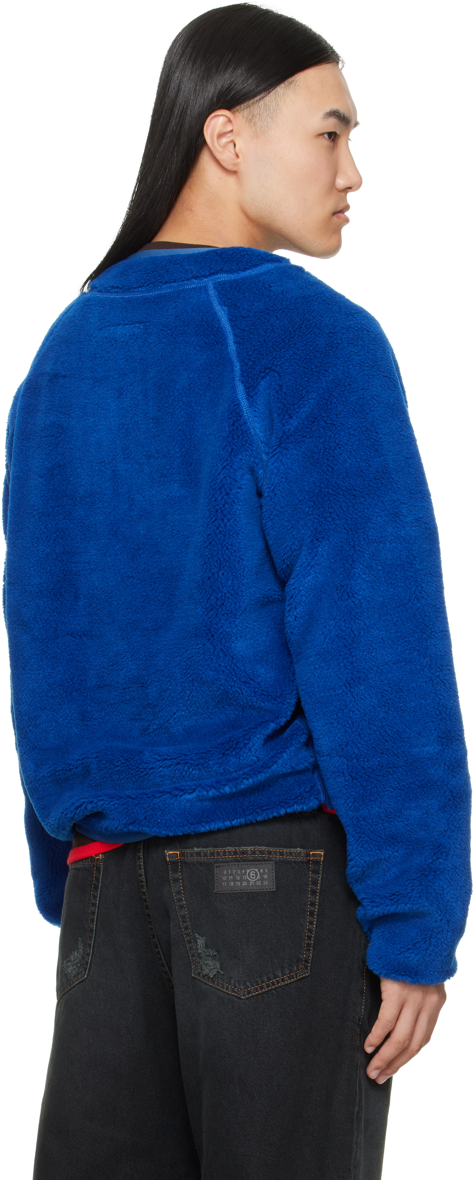 MM6 Maison Margiela - Pull molletonné bleu en molleton