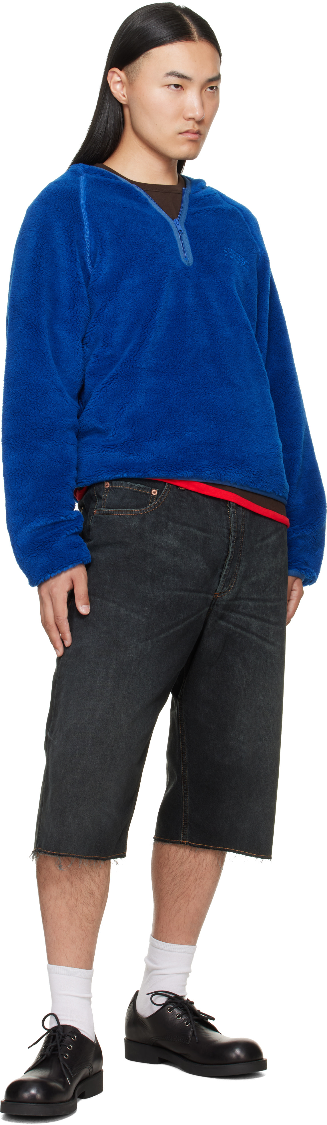 MM6 Maison Margiela - Pull molletonné bleu en molleton