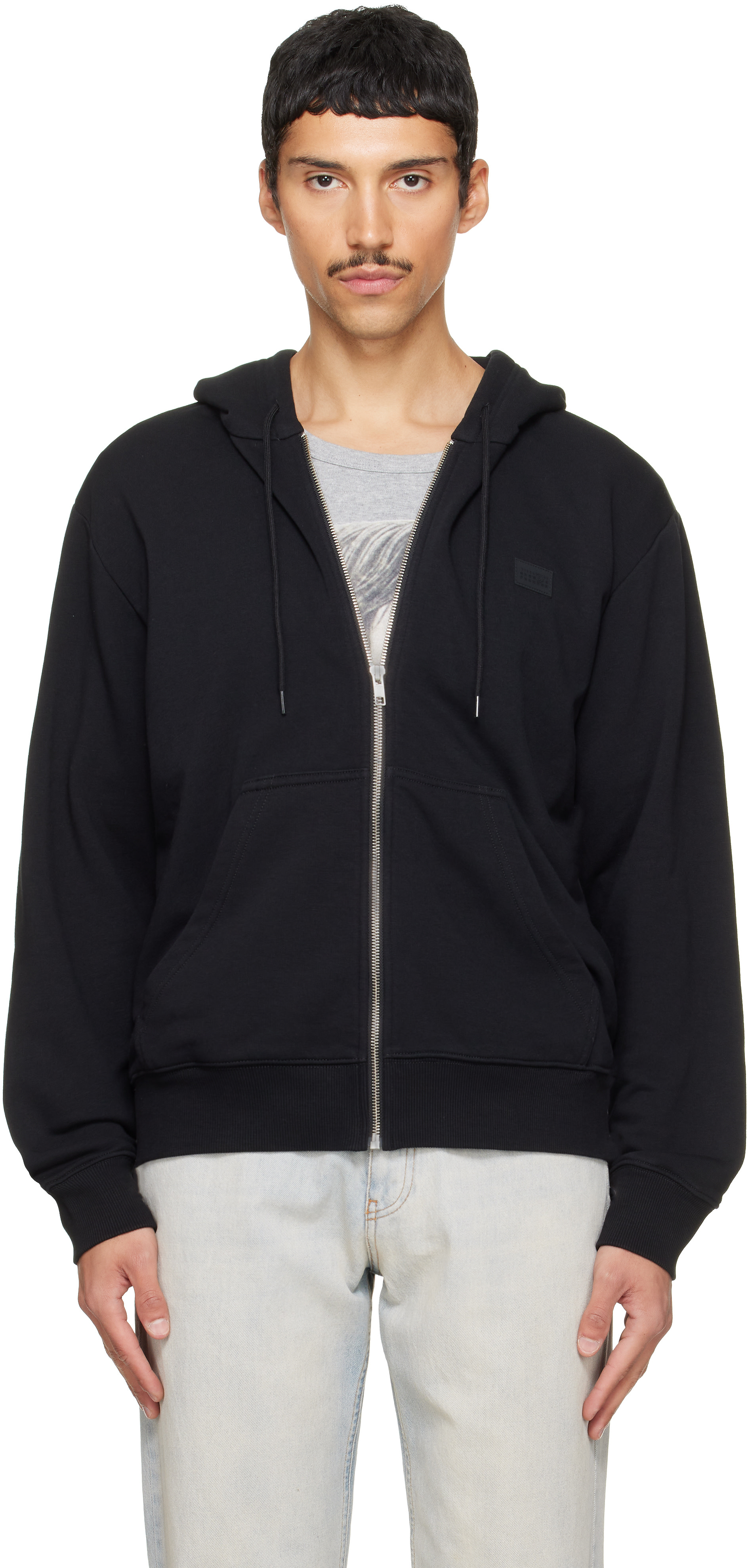 MM6 Maison Margiela - ブラック ラバーパッチ フーディ