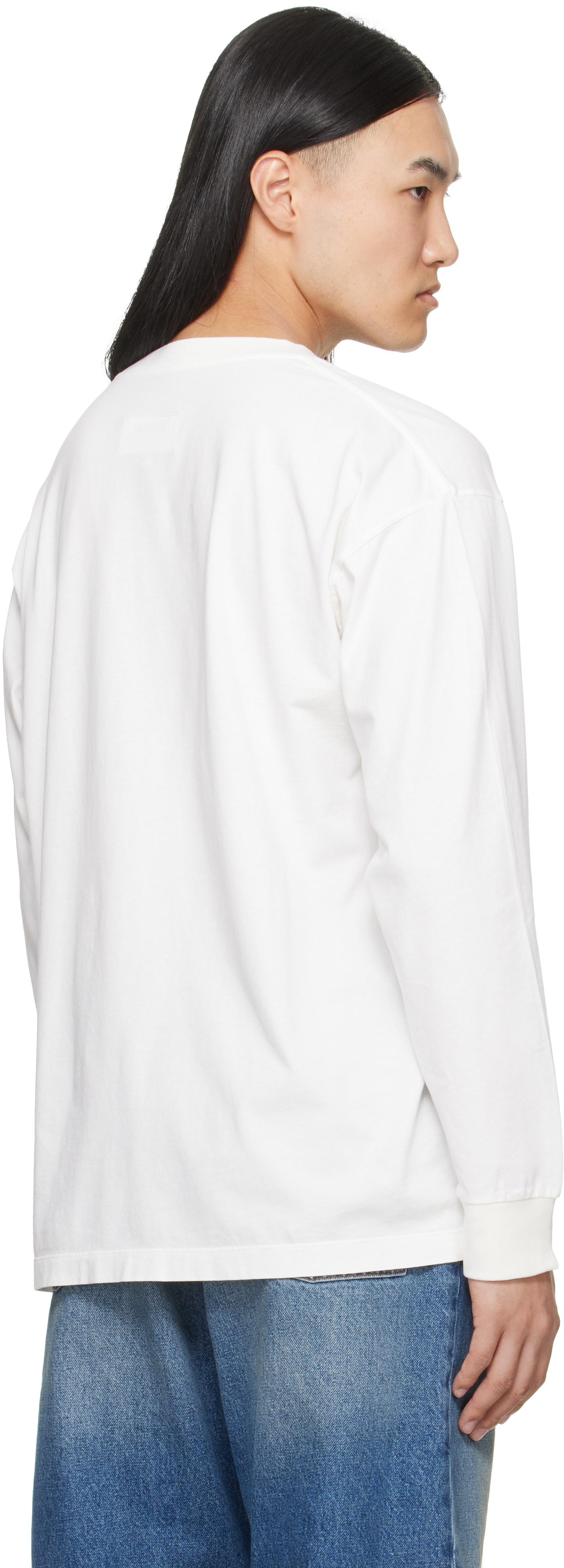 MM6 Maison Margiela: White Long-Sleeved T-shirt | SSENSE