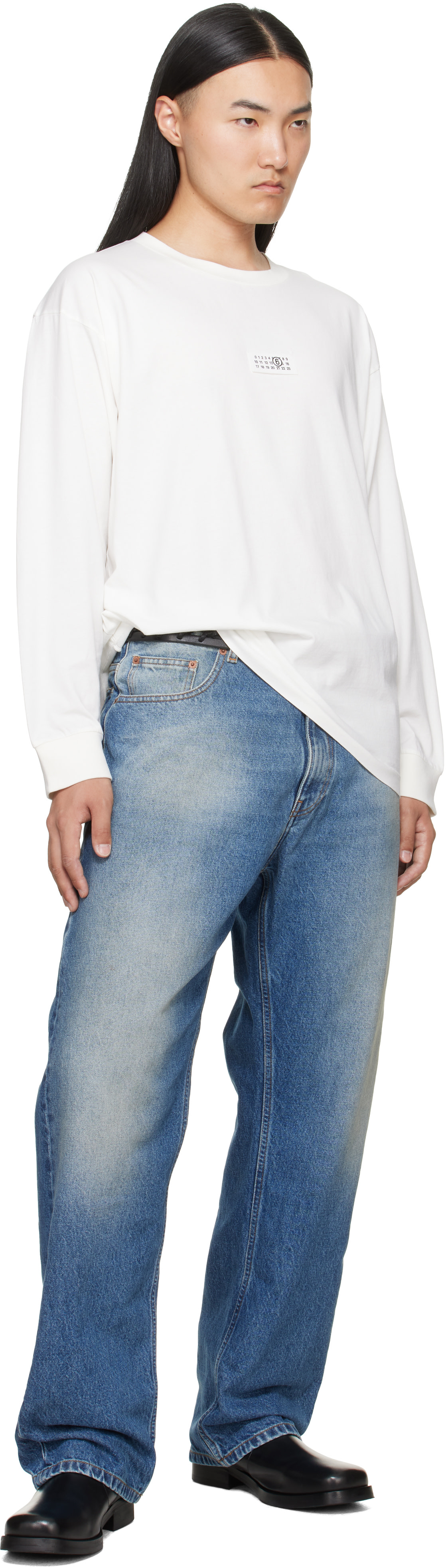 MM6 Maison Margiela: White Long-Sleeved T-shirt | SSENSE