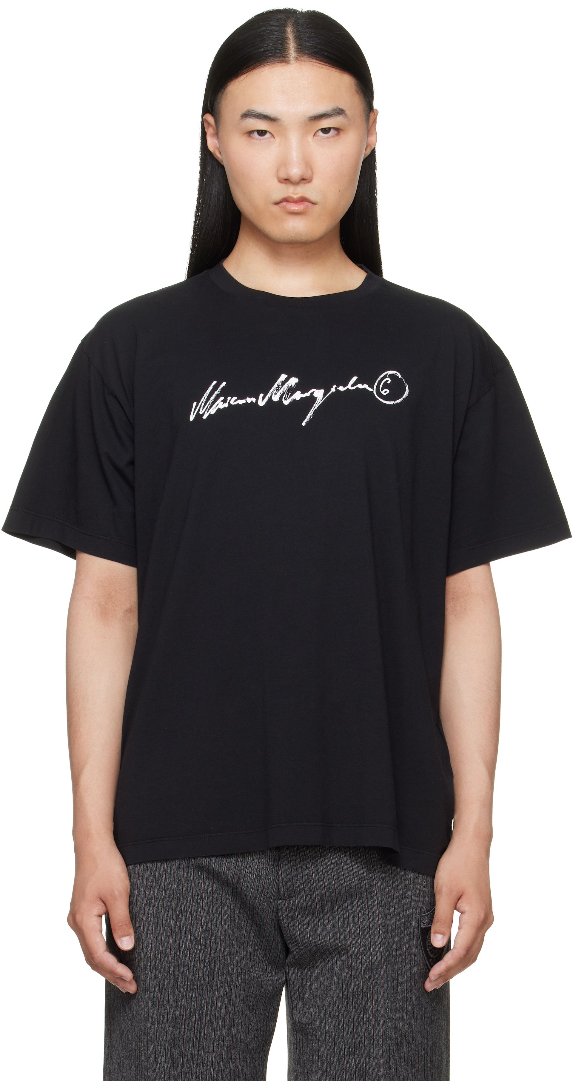 MM6 Maison Margiela: Black Overdyed Jersey T-shirt | SSENSE