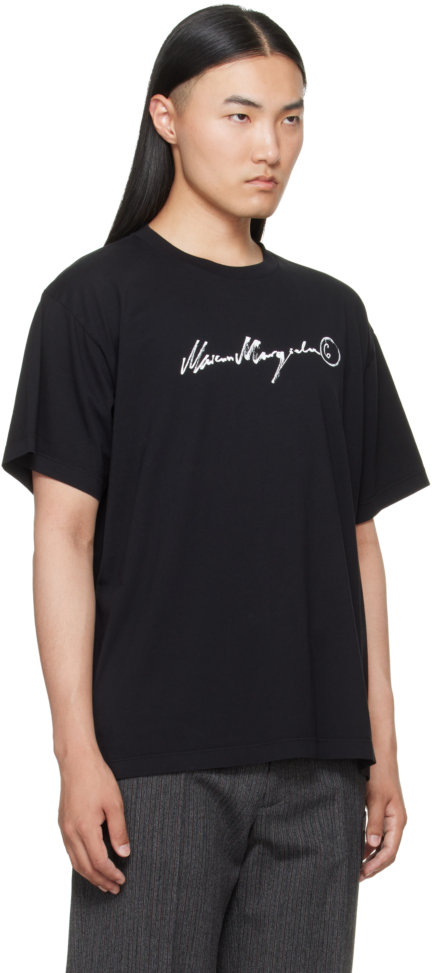 オ*ク様 Maison Margiela Tシャツ MM6 Maison Margiela: Black Overdyed Jersey T-shirt | SSENSE