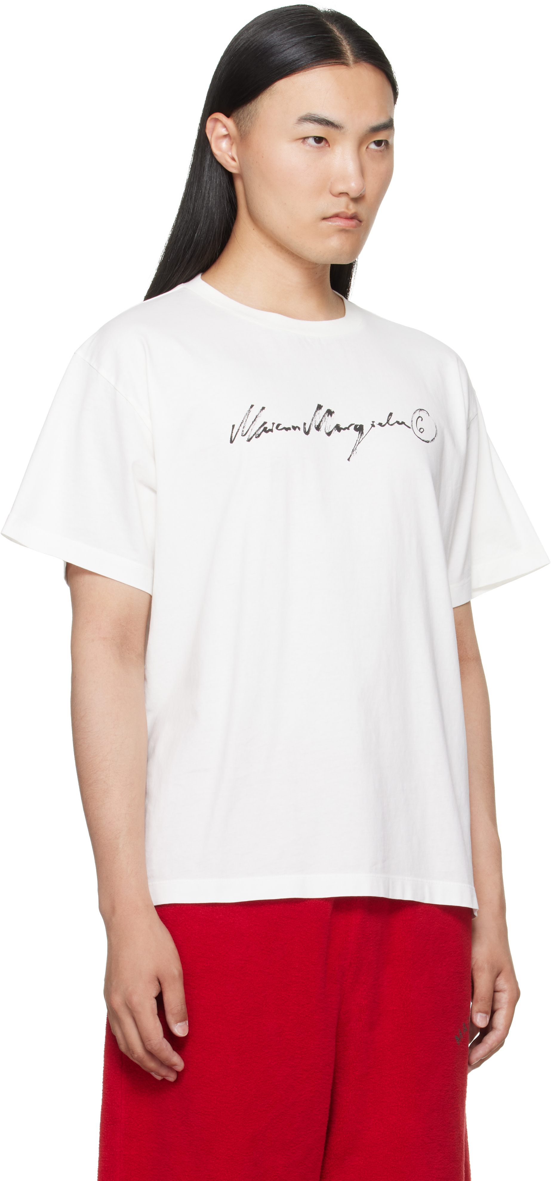 MM6 Maison Margiela: オフホワイト オーバーダイ ジャージ Tシャツ