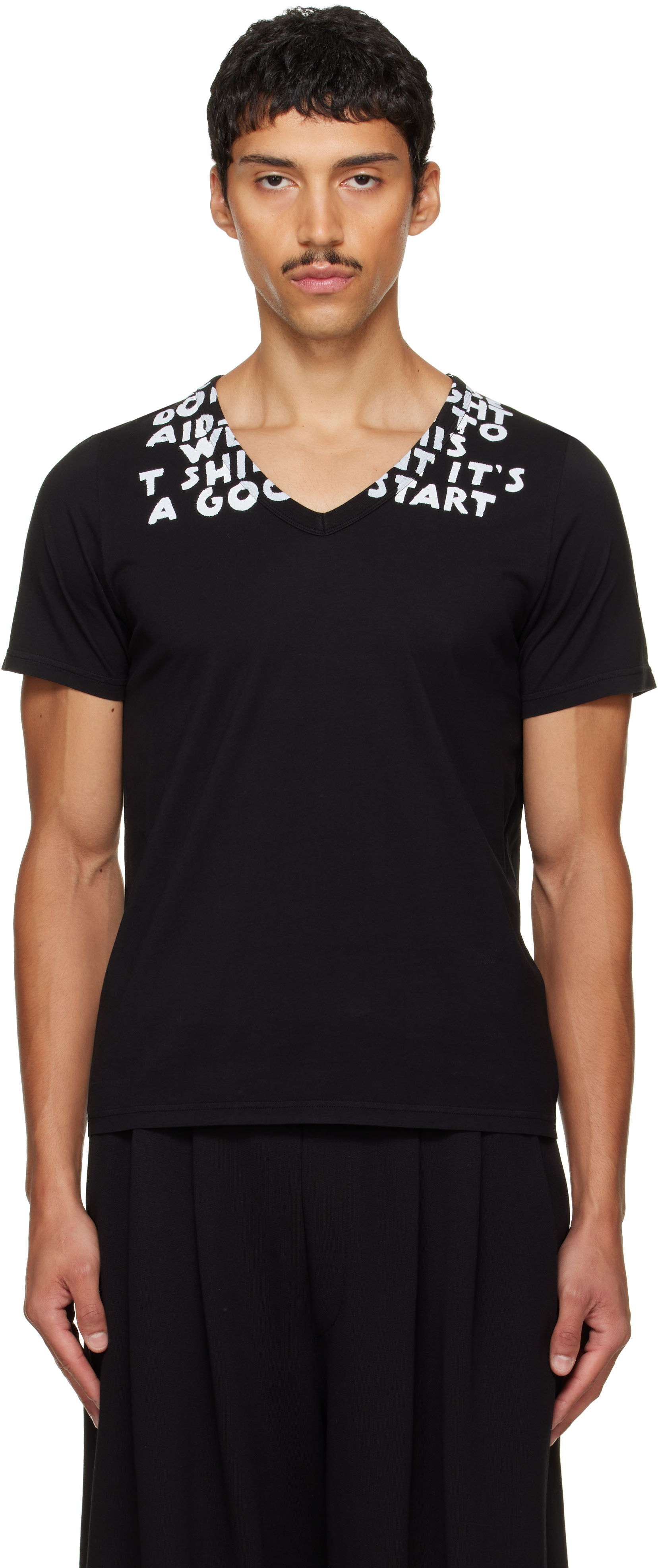 MM6 Maison Margiela 変形 カットソー MM6 Maison Margiela: Black SIDA Print T-shirt | SSENSE