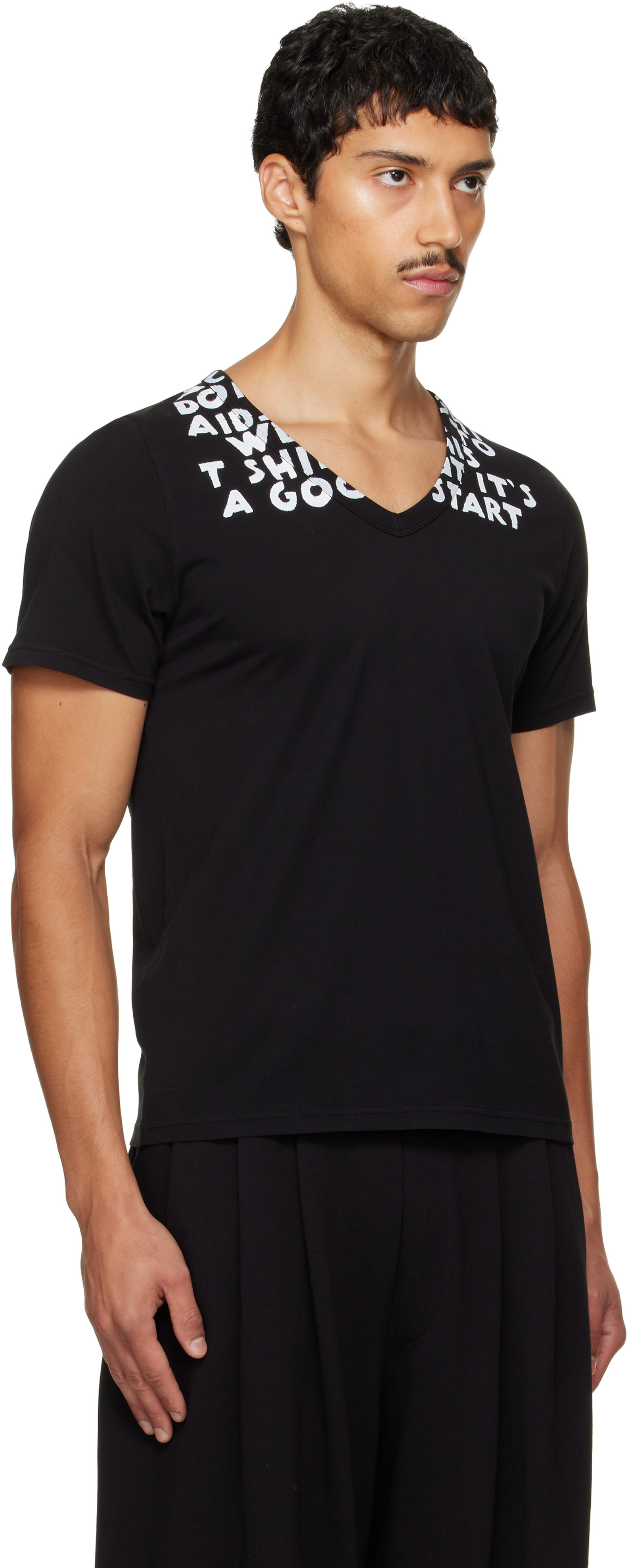 MM6 Maison Margiela: Black SIDA Print T-shirt | SSENSE