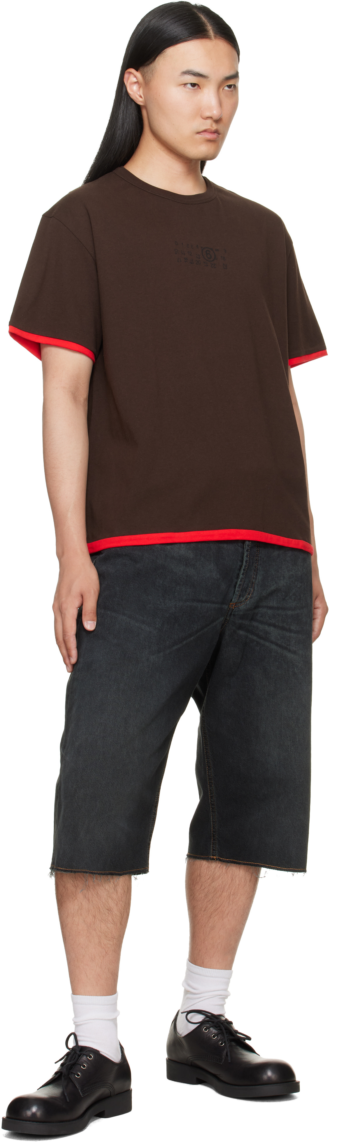 MM6 Maison Margiela: Brown Cotton Reversible T-shirt | SSENSE