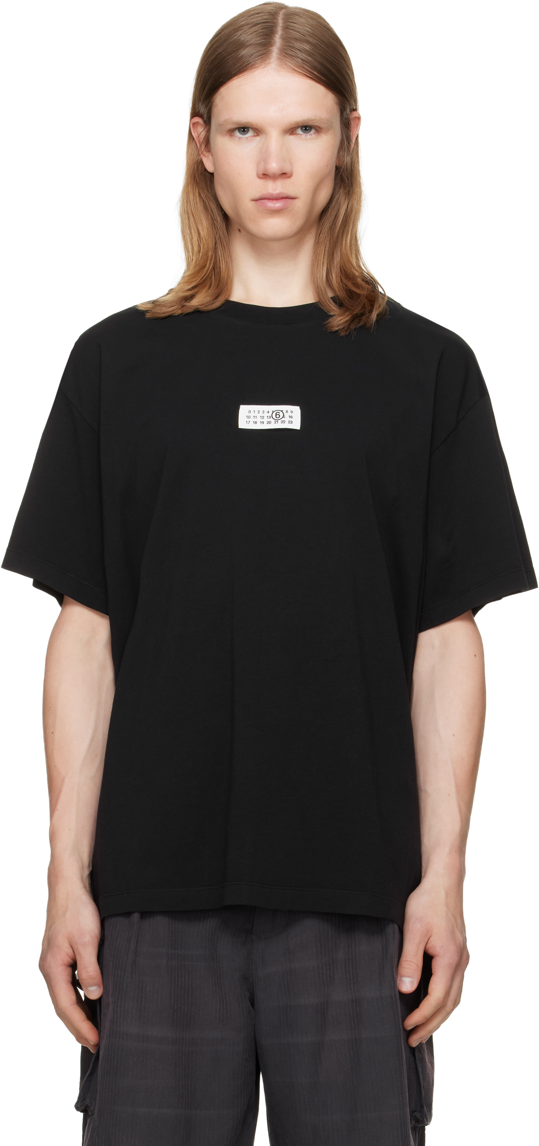 MM6 Maison Margiela 黒 Tシャツ Mサイズ MM6 Maison Margiela: Black Numeric Cotton T-shirt | SSENSE
