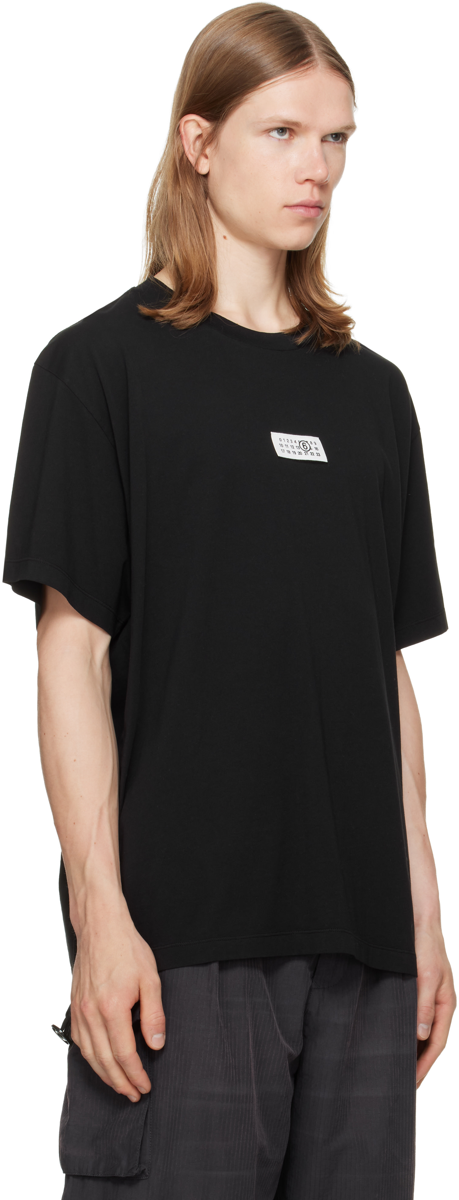 MM6 Maison Margiela: Black Numeric Cotton T-shirt | SSENSE