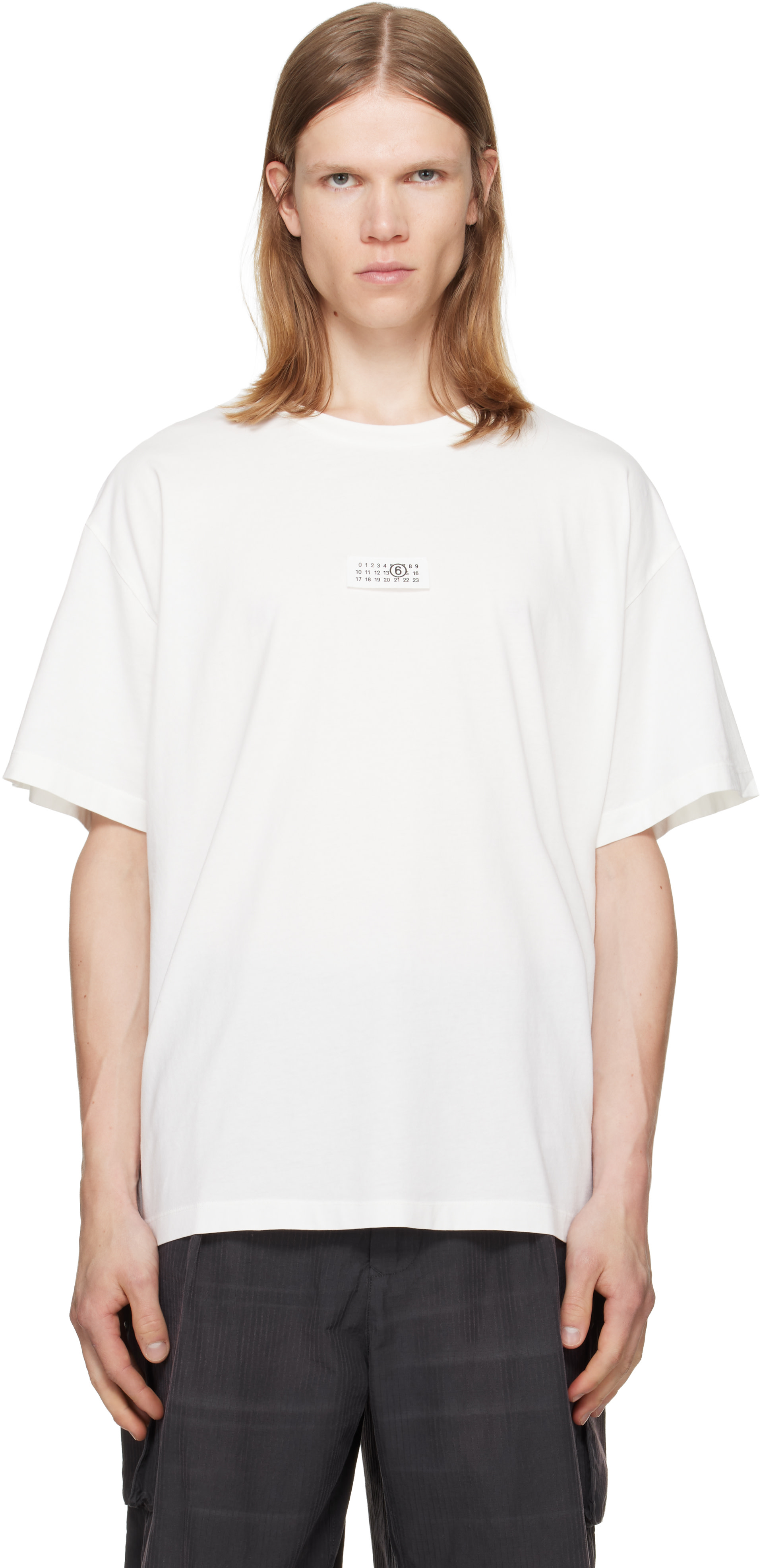MM6 MAISON MARGIELAホワイト数字プリントTシャツ 半袖 12Y MM6 Maison Margiela: White Numeric Cotton T-shirt | SSENSE