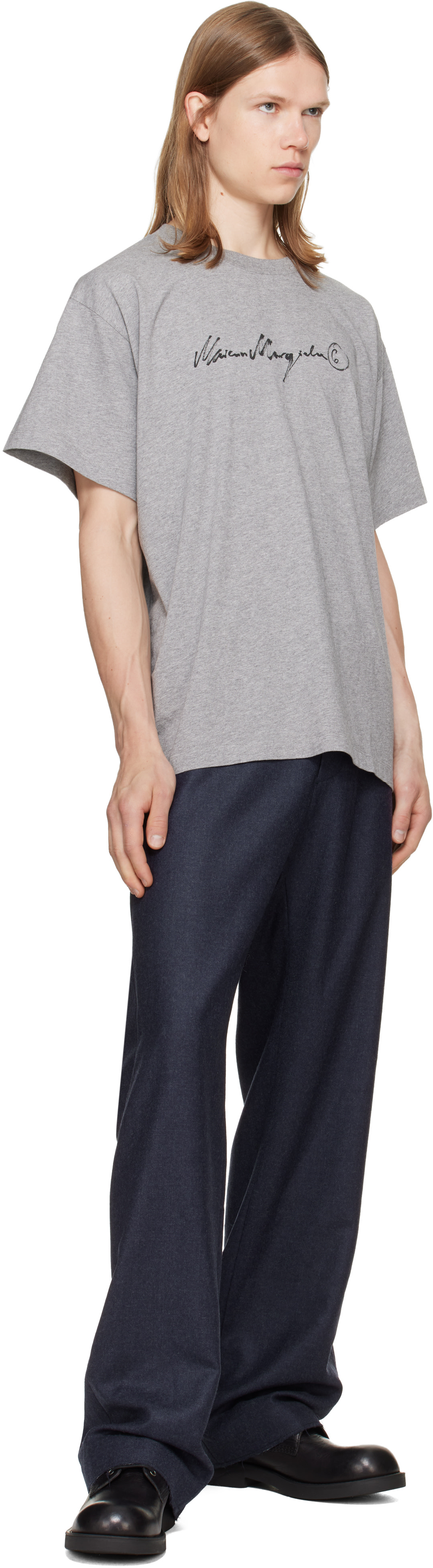 MM6 Maison Margiela: Gray Cotton Jersey T-shirt | SSENSE