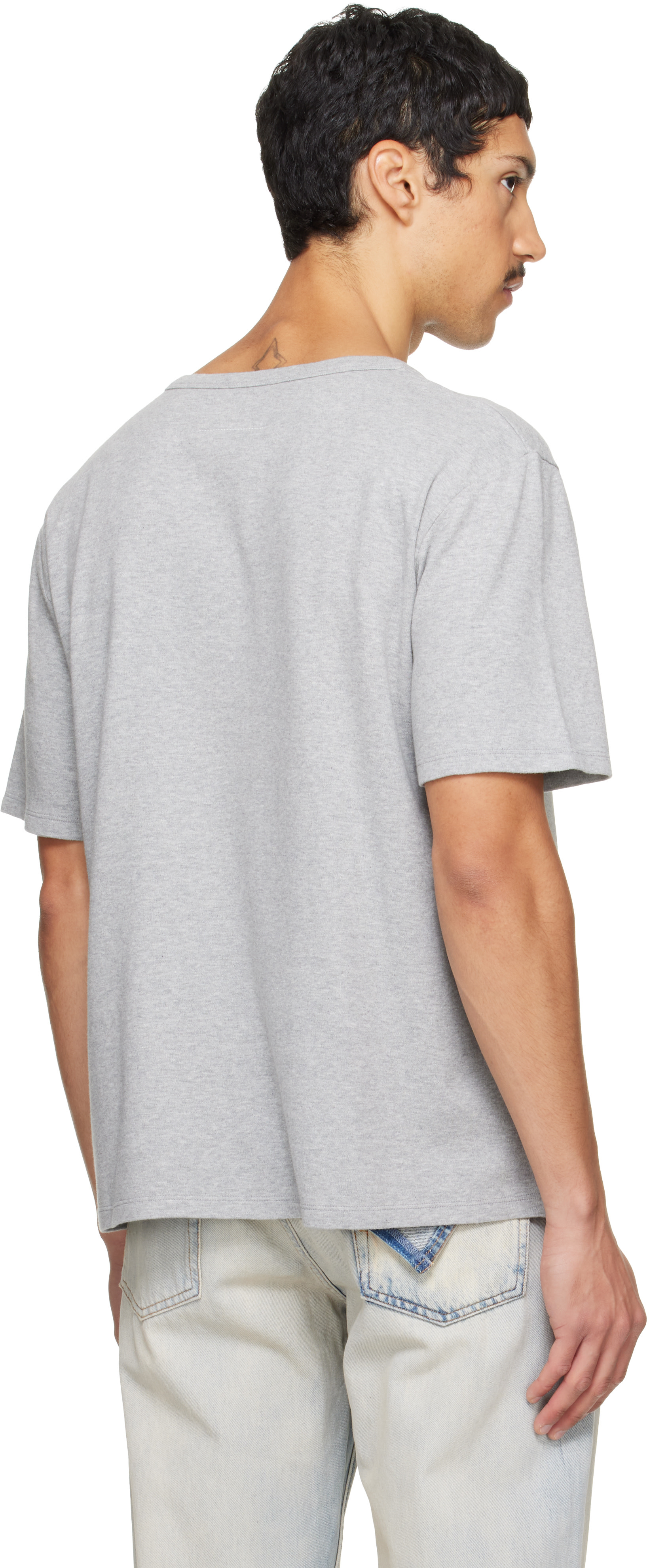 MM6 Maison Margiela: グレー Horse Portrait プリントTシャツ