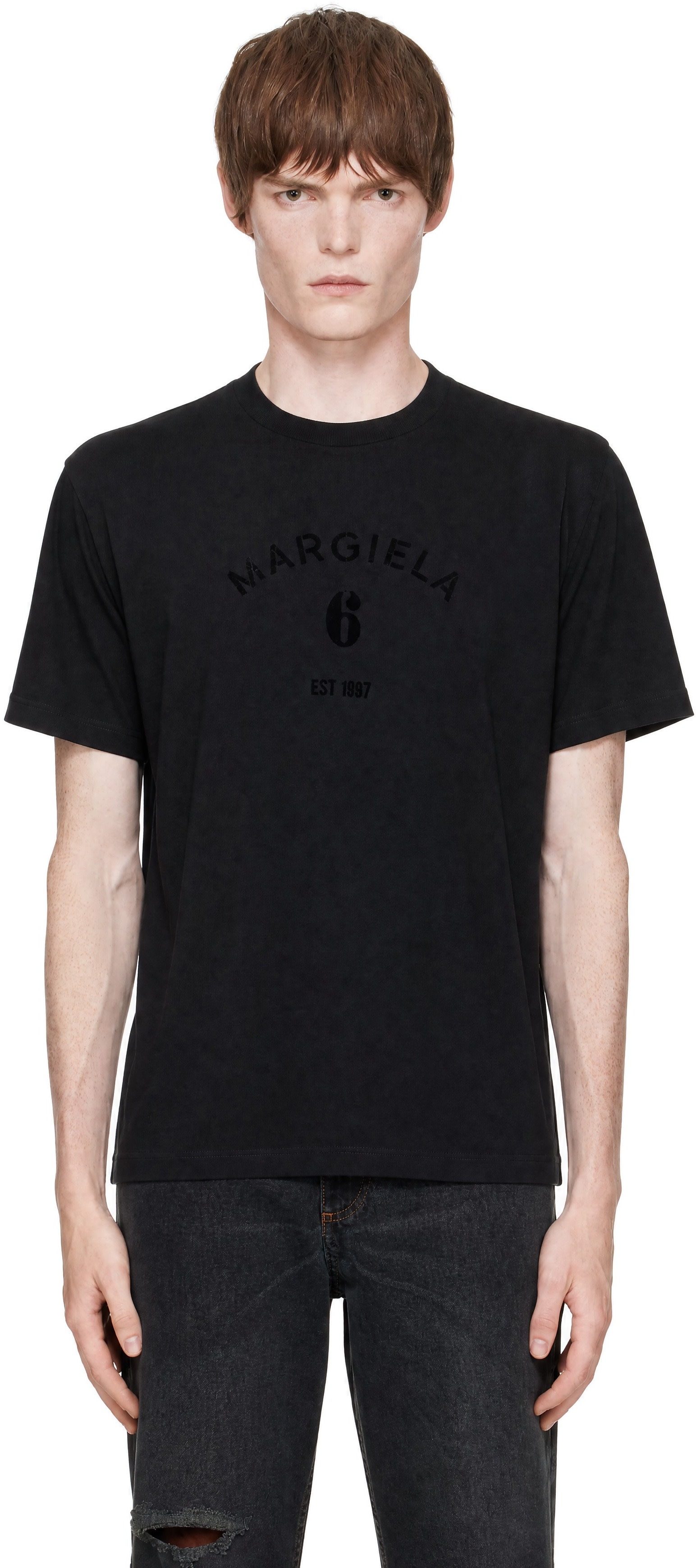 MM6 Maison Margiela: Black Cotton T-shirt | SSENSE