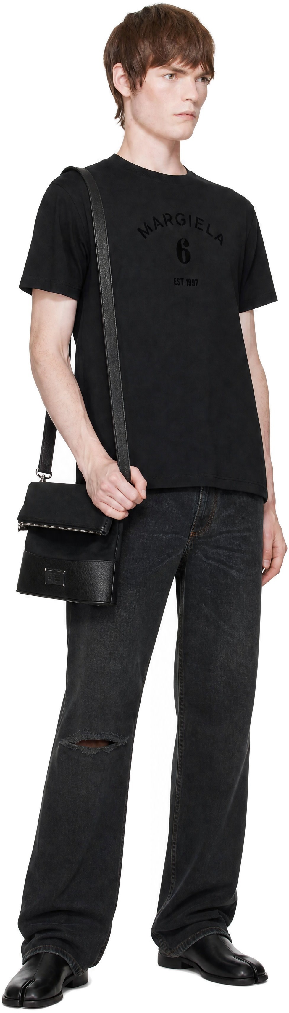 MM6 Maison Margiela: Black Cotton T-shirt | SSENSE