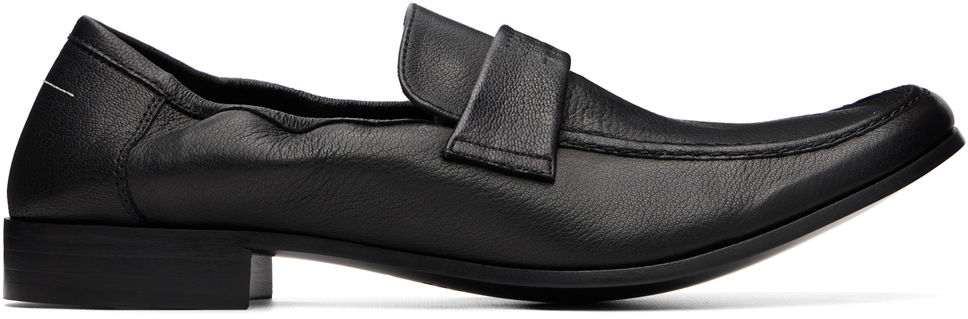 MM6 Maison Margiela - Black Leather Swing Toe Loafers
