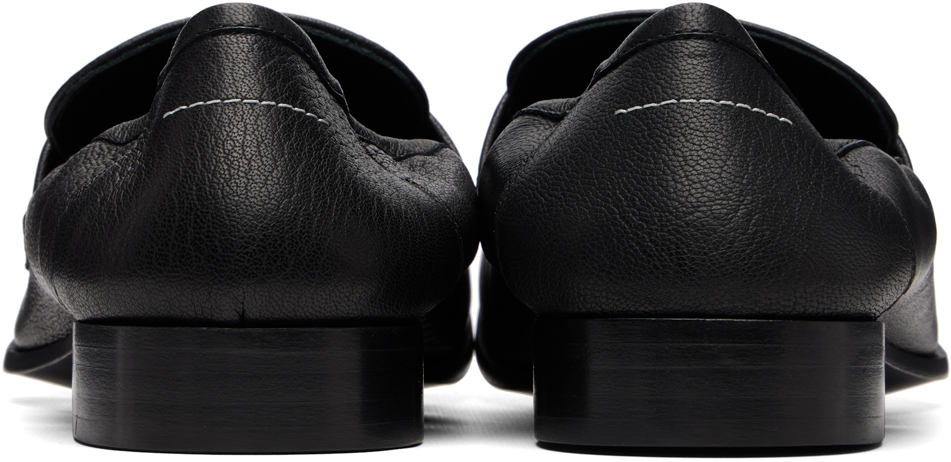 MM6 Maison Margiela - Black Leather Swing Toe Loafers