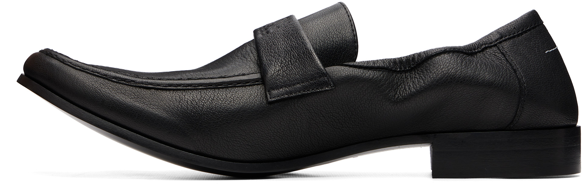 MM6 Maison Margiela - Black Leather Swing Toe Loafers