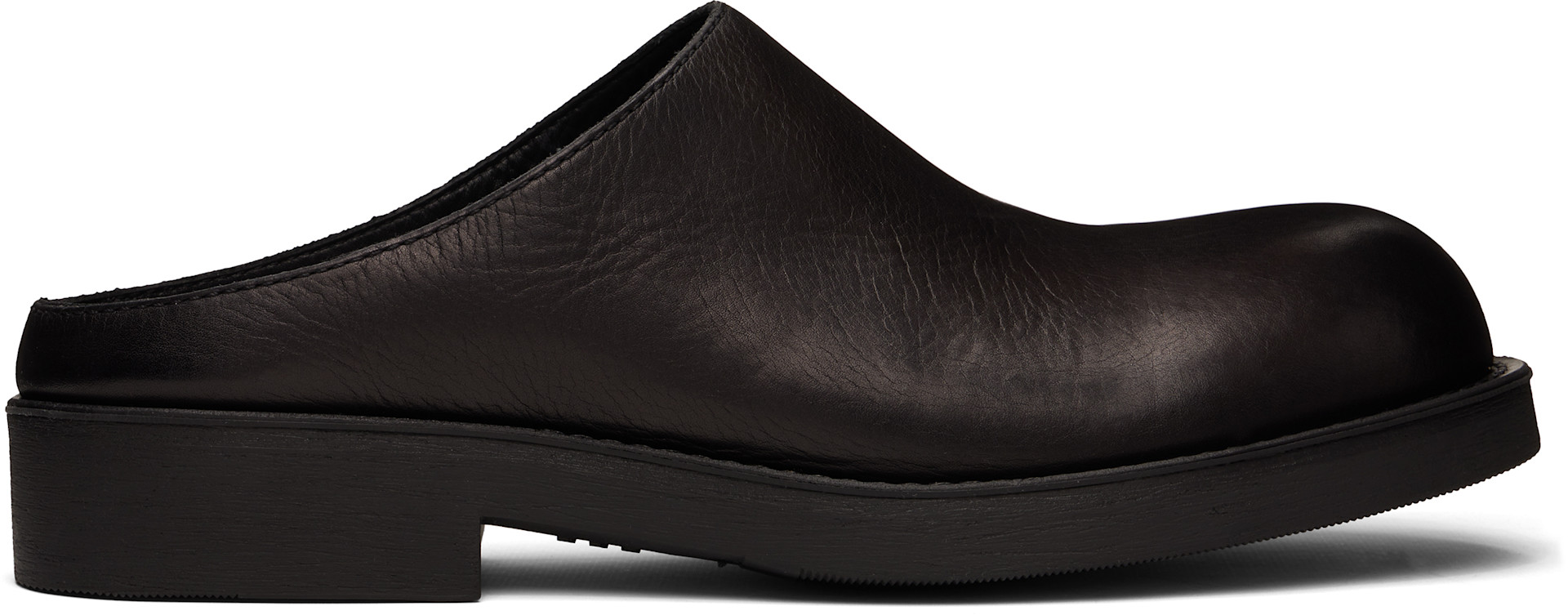 MM6 Maison Margiela: Black Leather Biker Mule Loafers | SSENSE