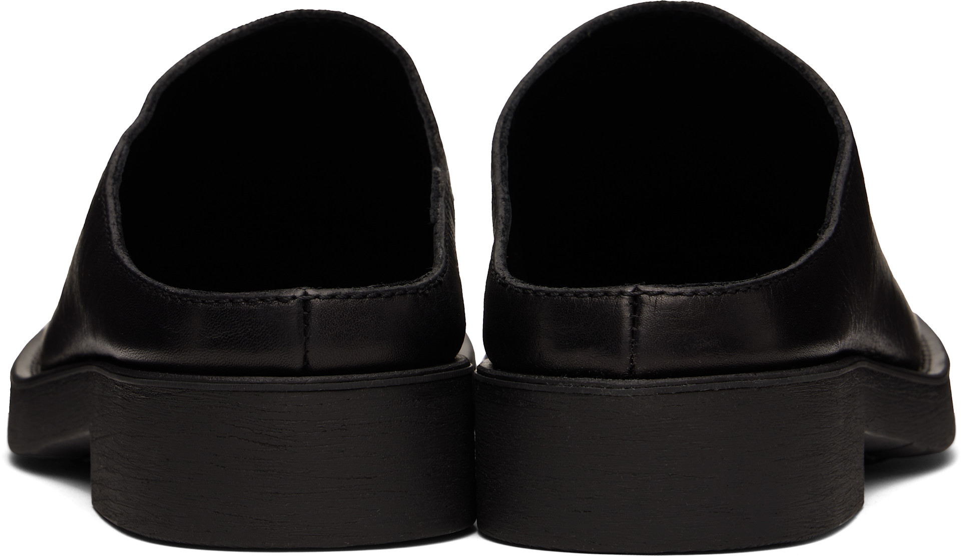 MM6 Maison Margiela: Black Leather Biker Mule Loafers | SSENSE
