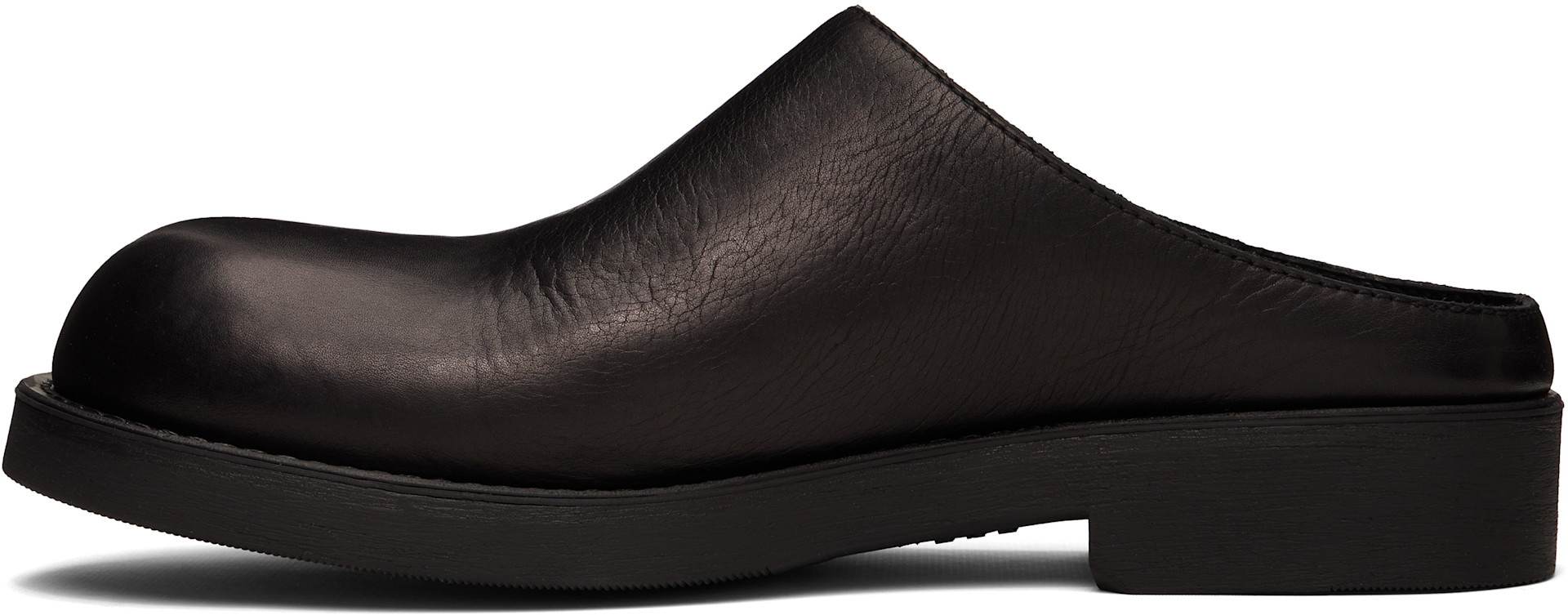MM6 Maison Margiela: Black Leather Biker Mule Loafers | SSENSE