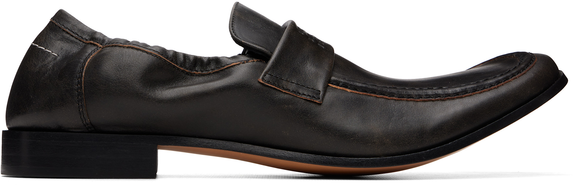 MM6 Maison Margiela: ブラウン Swing-Toe ローファー | SSENSE 日本