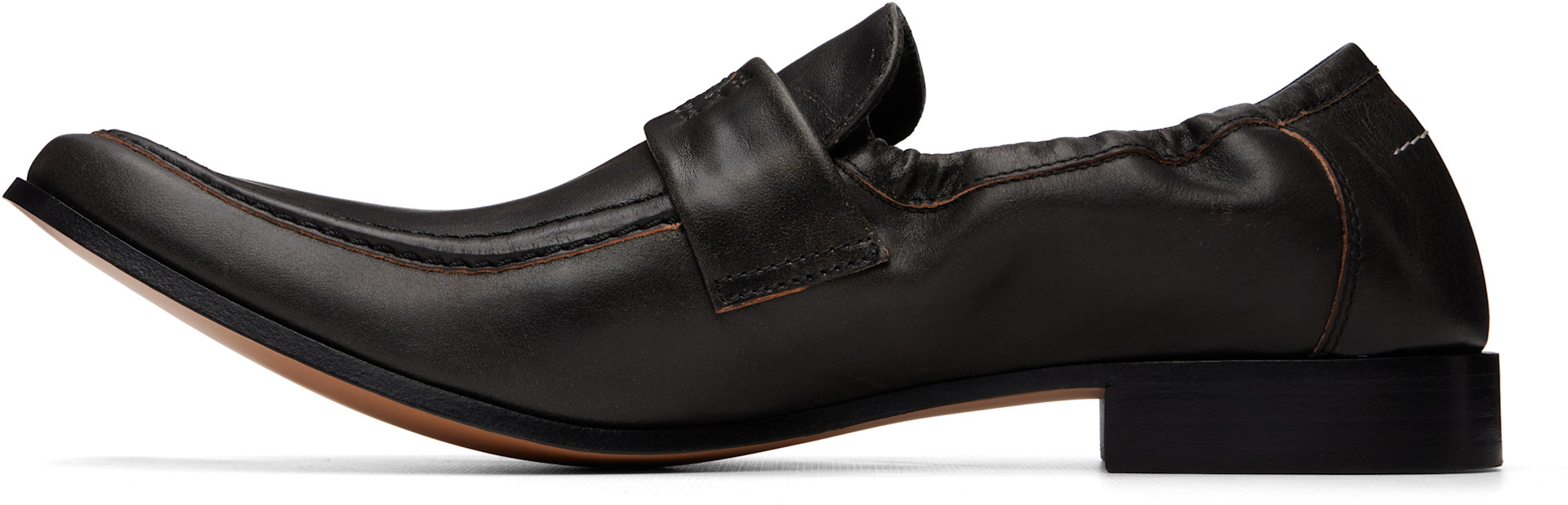 MM6 Maison Margiela: ブラウン Swing-Toe ローファー | SSENSE 日本