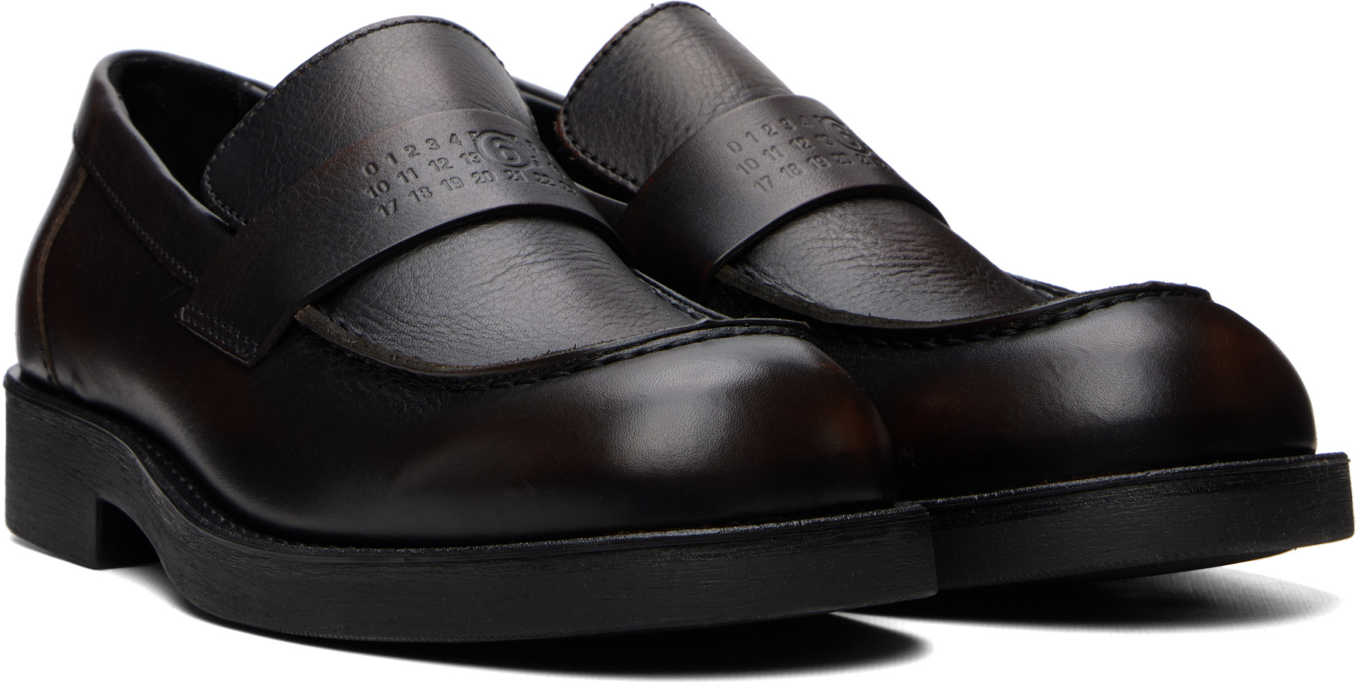 MM6 Maison Margiela: ブラウン レザー ローファー | SSENSE 日本