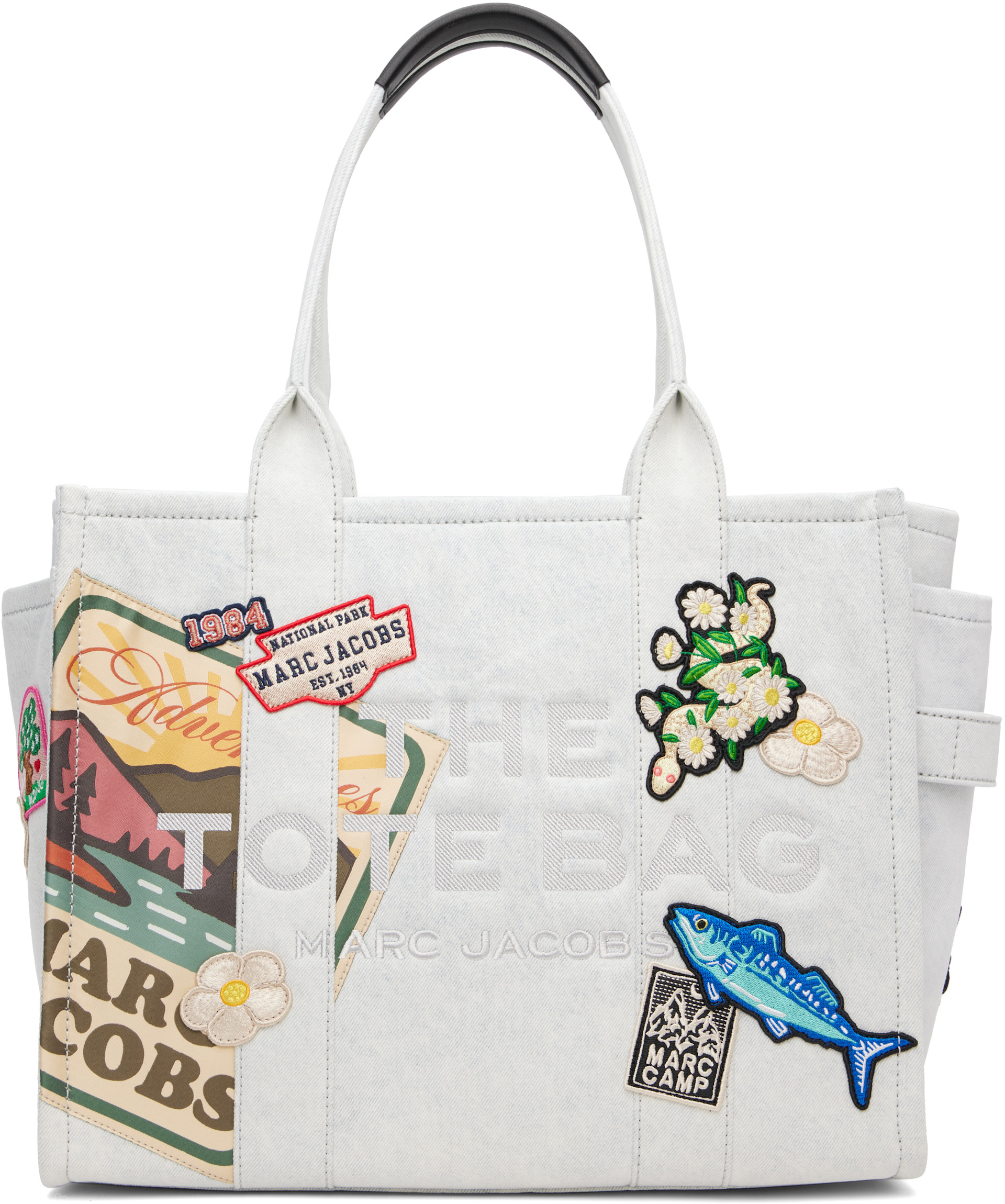 Marc Jacobs - Grand cabas bleu en denim à patchwork Camp