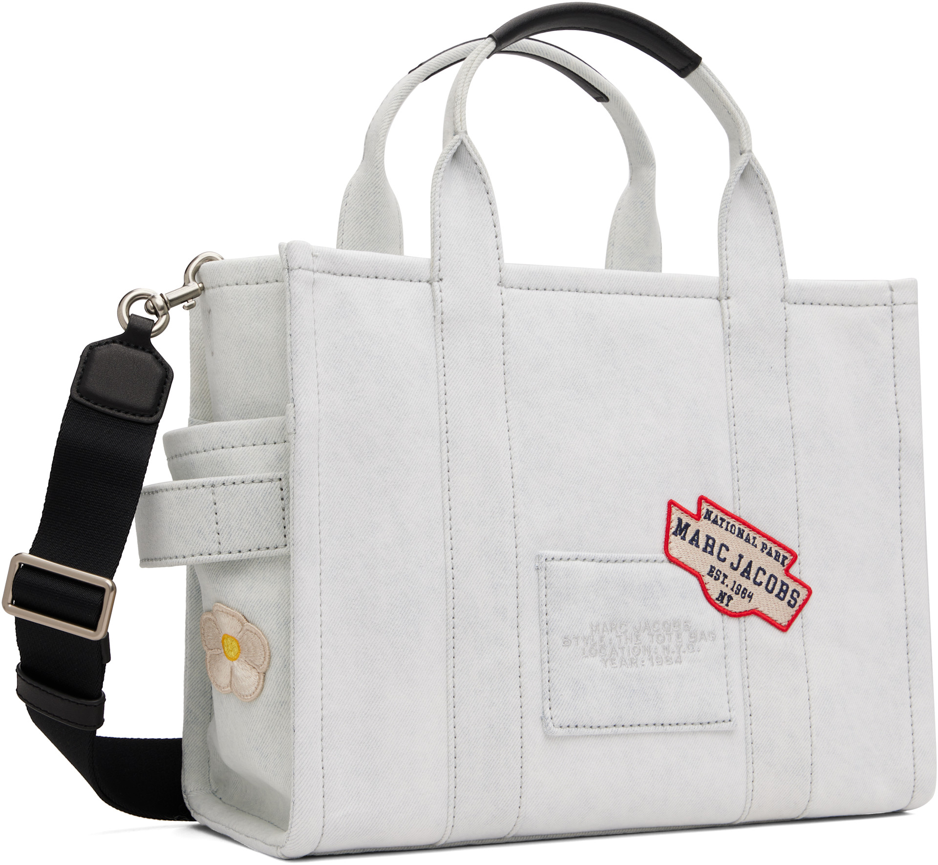 Marc Jacobs - Moyen cabas bleu en denim à patchwork Camp