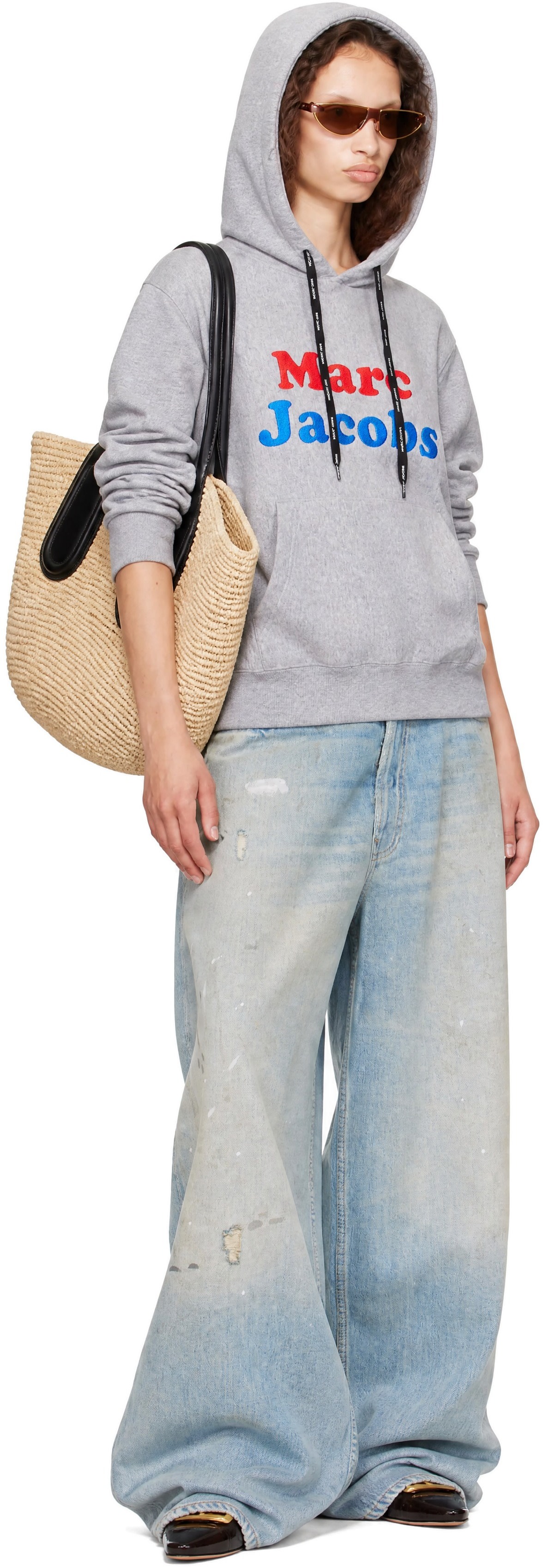 Marc Jacobs - Pull à capuche surdimensionné Canal St gris à logo