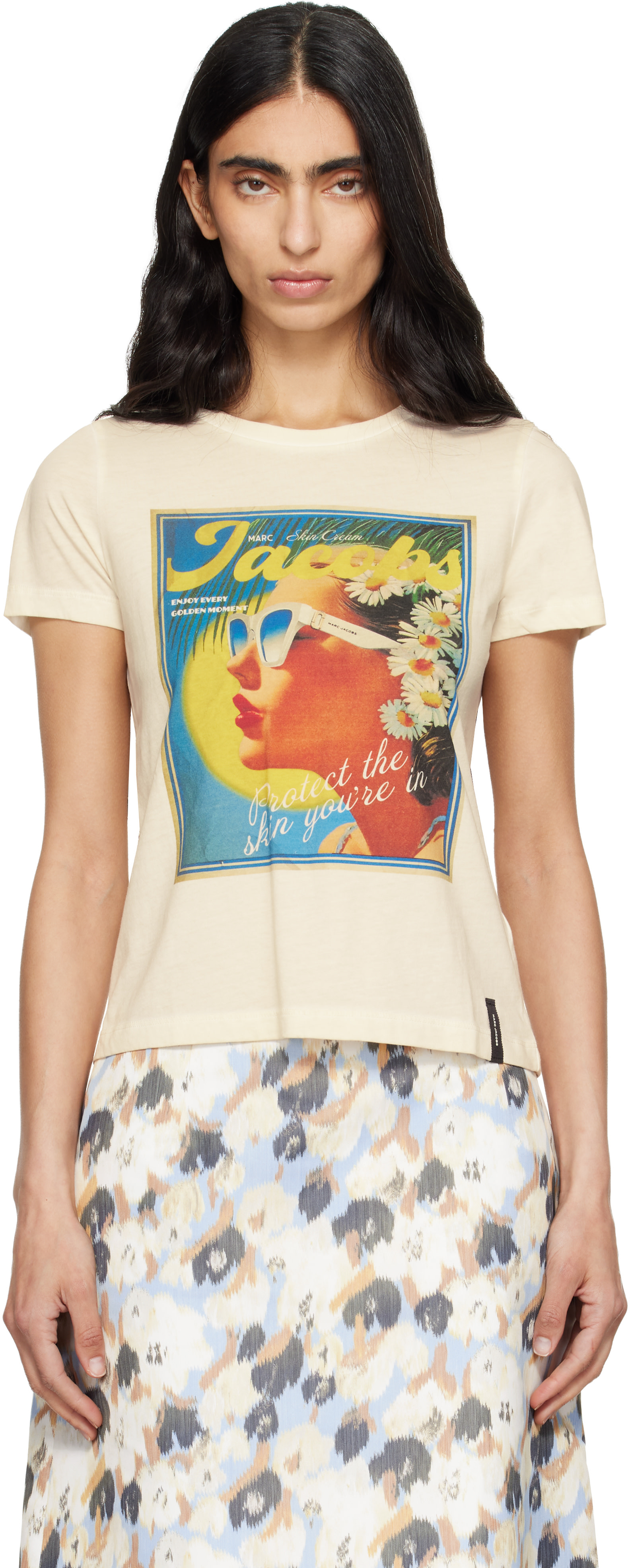 Marc Jacobs - T-shirt blanc cassé à image à logo