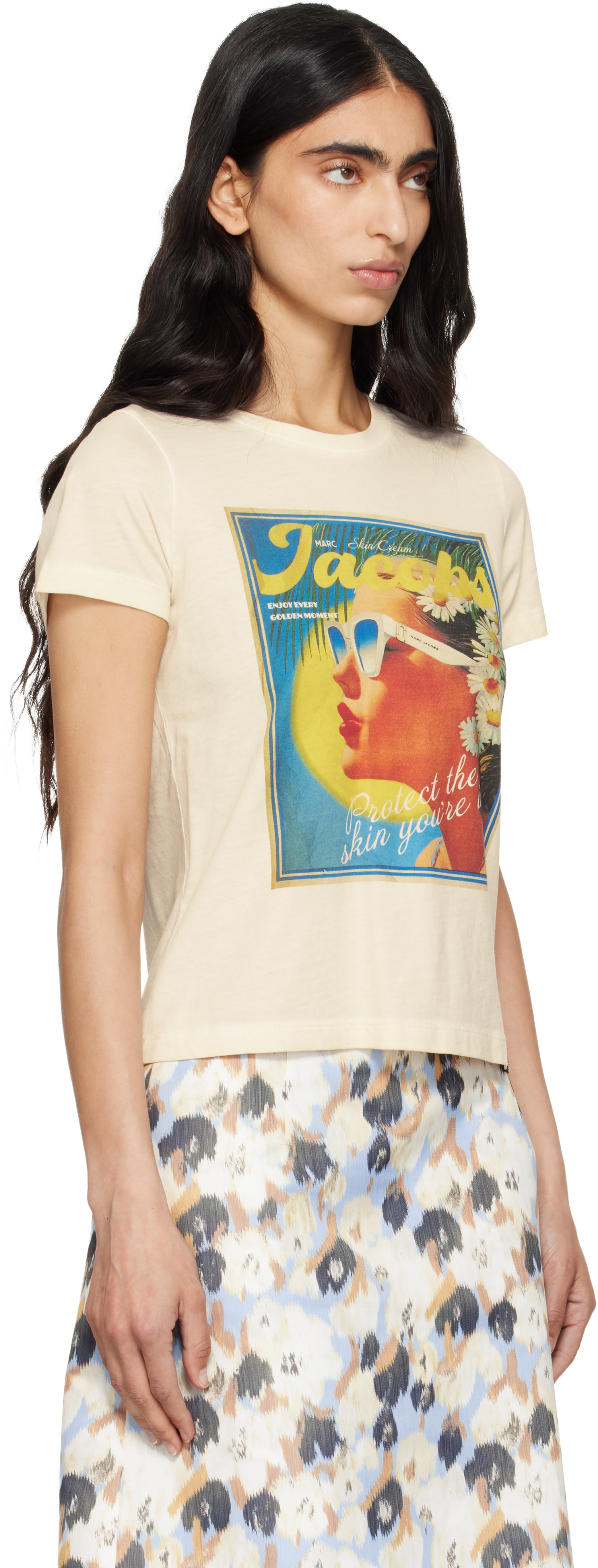 Marc Jacobs - T-shirt blanc cassé à image à logo