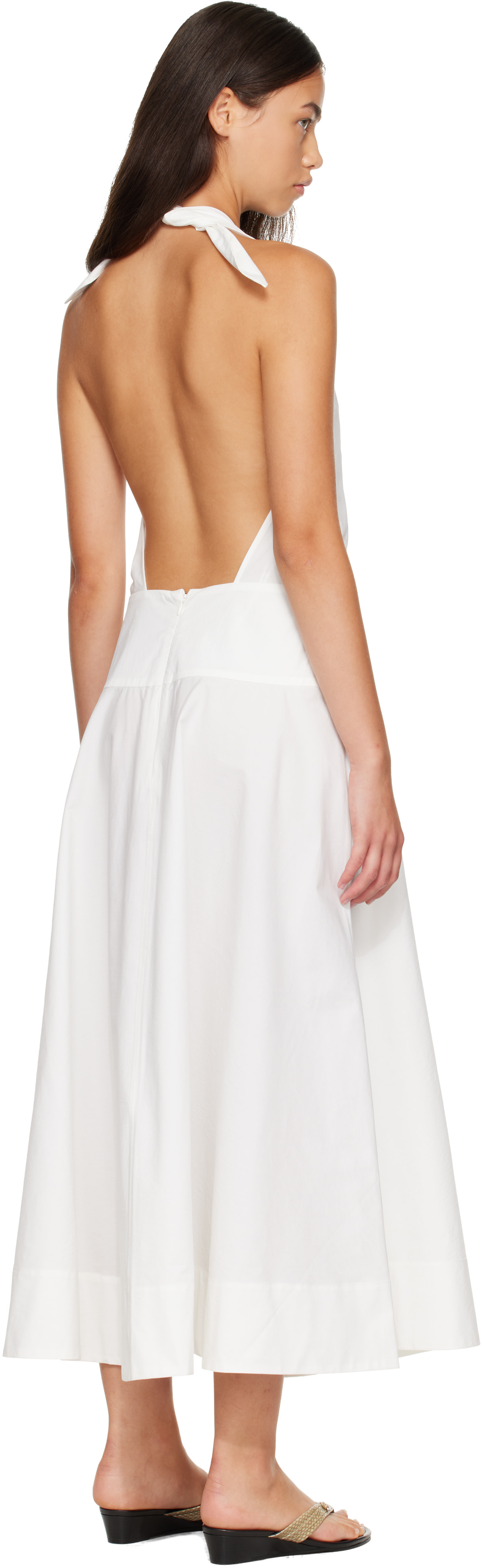 st agni halter dress St. Agni: White Circle Hem Midi Halter gathered dress