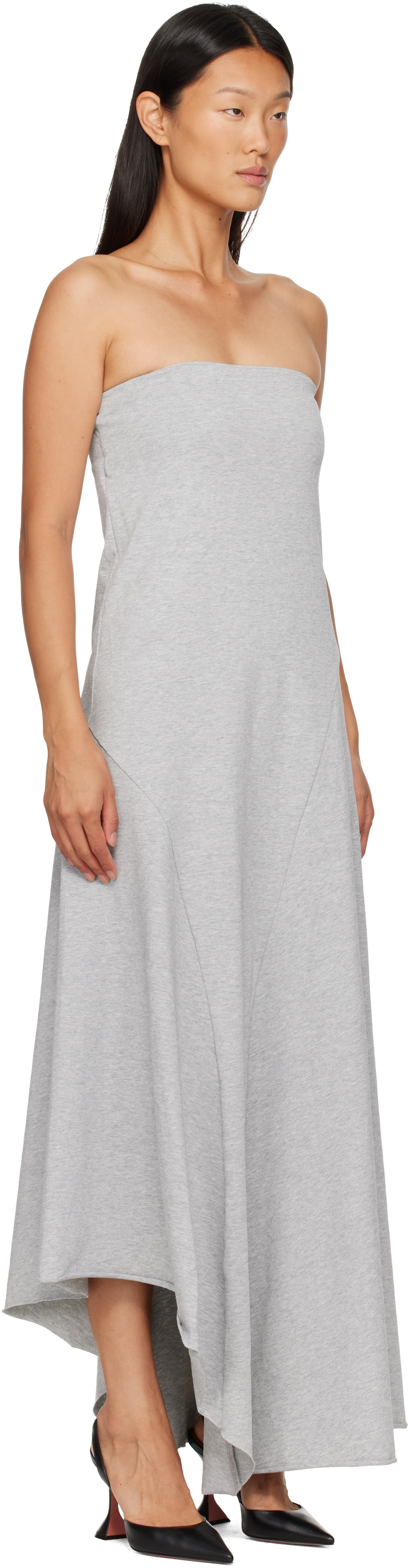 St. Agni Gray Strapless Cotton Jersey Midi Dress