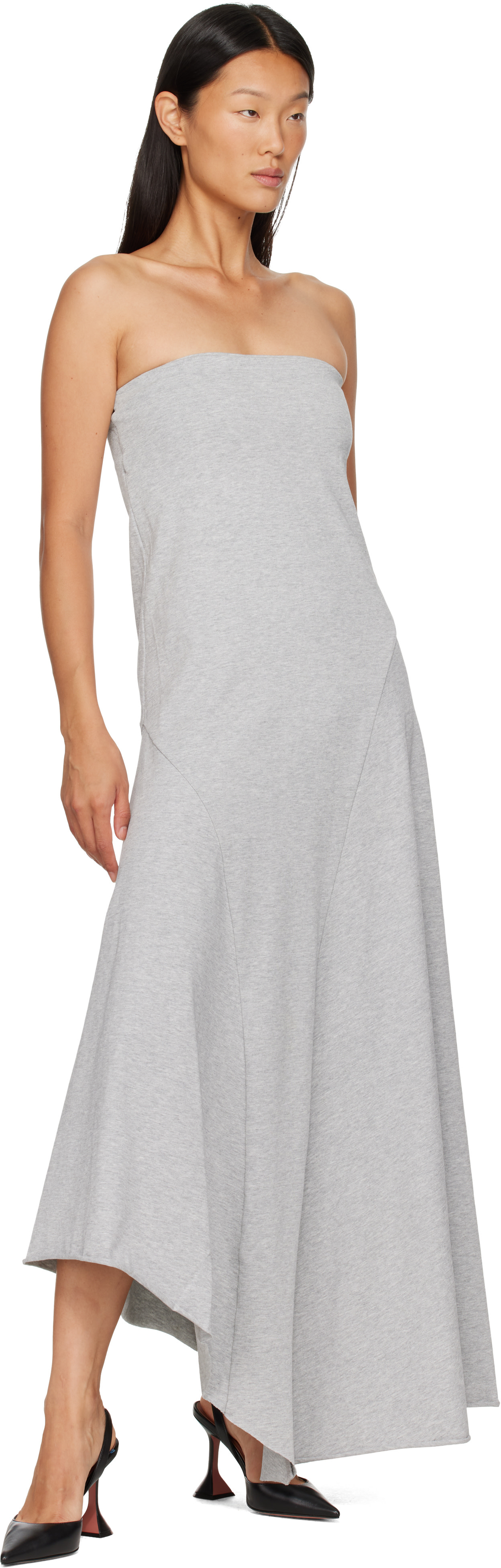 st agni jersey maxi dress St. Agni: Gray Strapless Cotton Midi Strapless dress